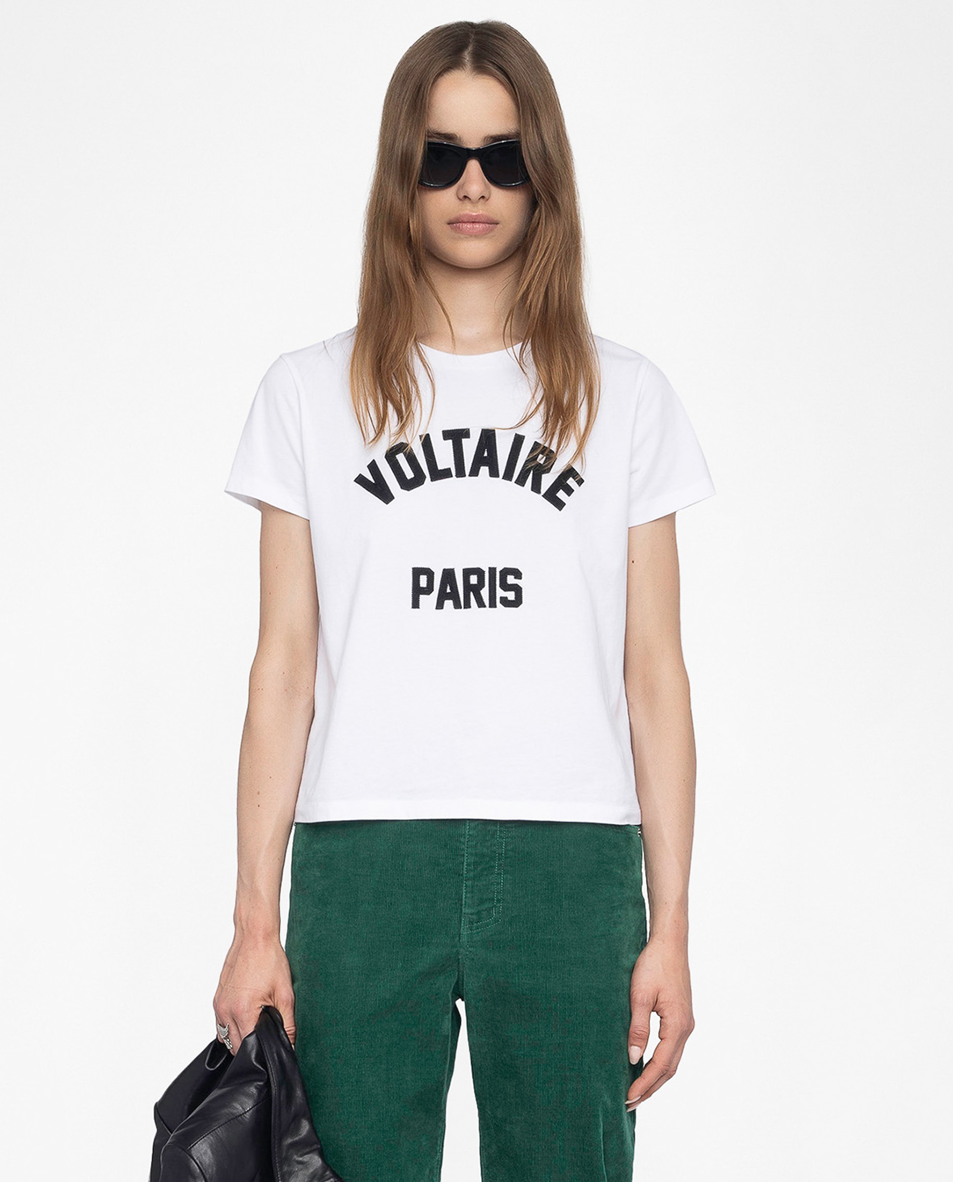 Camiseta de mujer de manga corta de algodón con parche de texto - Zadig & Voltaire - Blanco Blanco-1