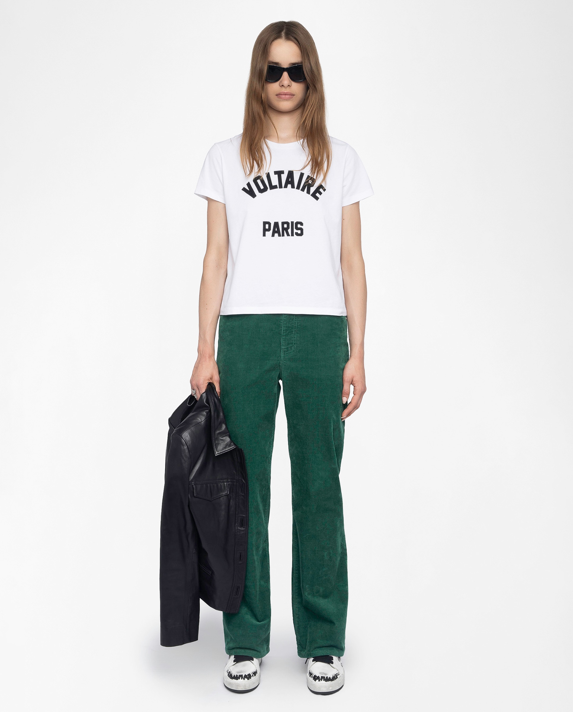 Camiseta de mujer de manga corta de algodón con parche de texto - Zadig & Voltaire - Blanco Blanco-3