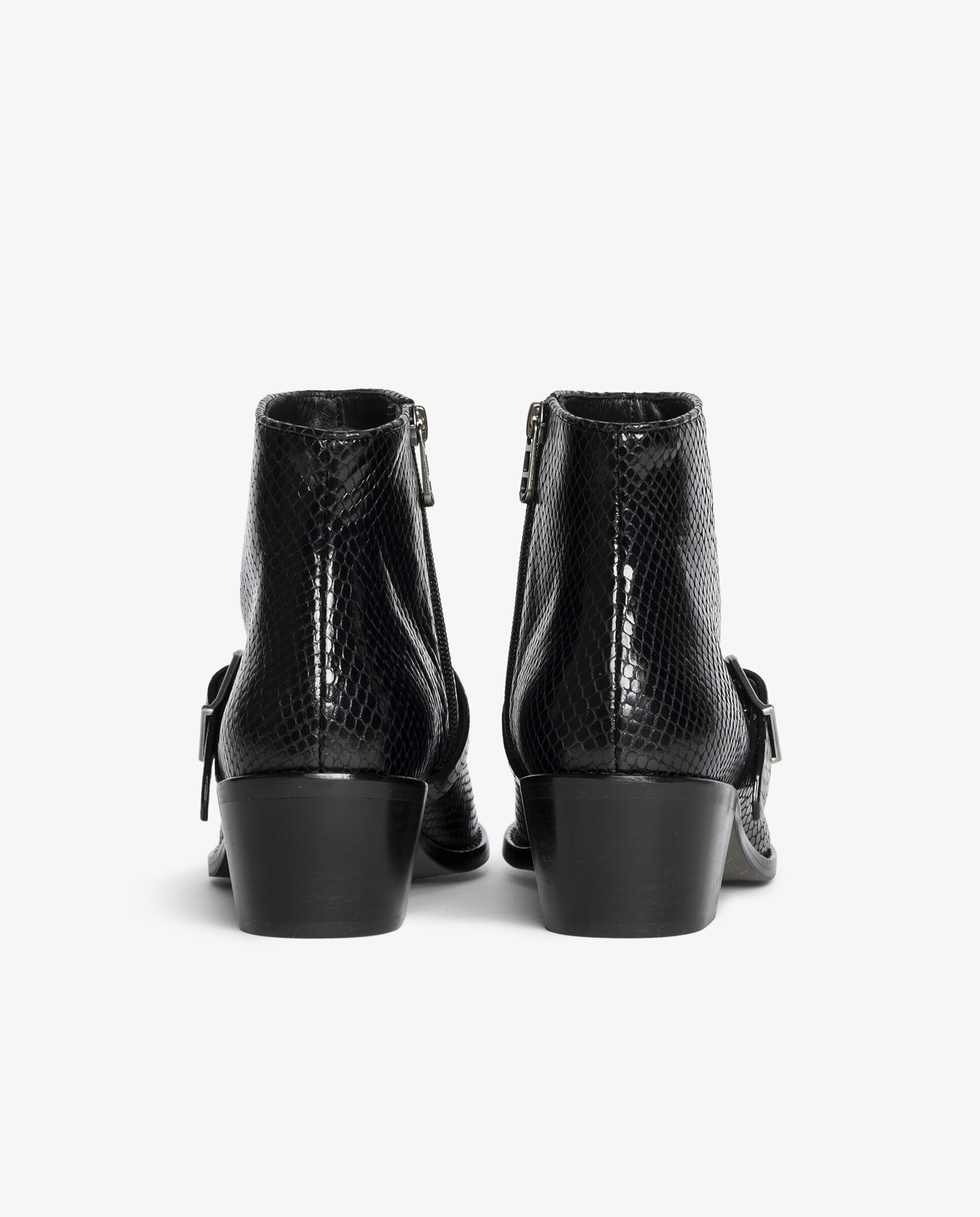 Botines cowboy de mujer de cuero y efecto pitón - Zadig & Voltaire - Negro Negro-5