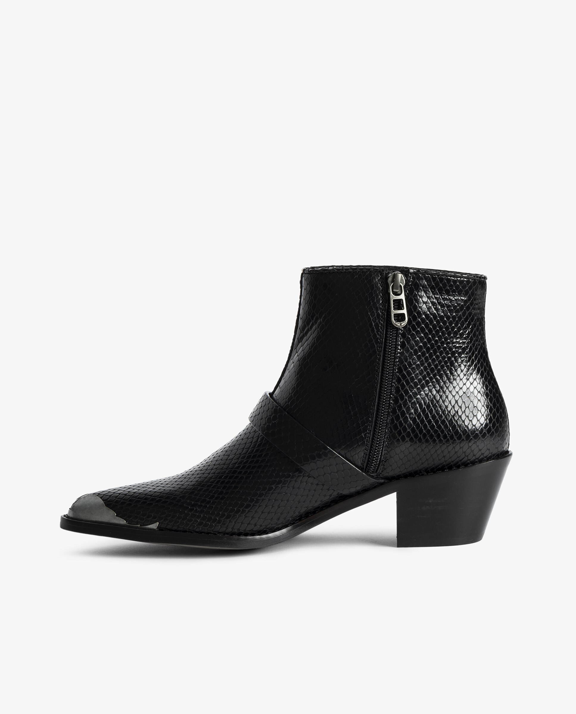 Botines cowboy de mujer de cuero y efecto pitón - Zadig & Voltaire - Negro Negro-6
