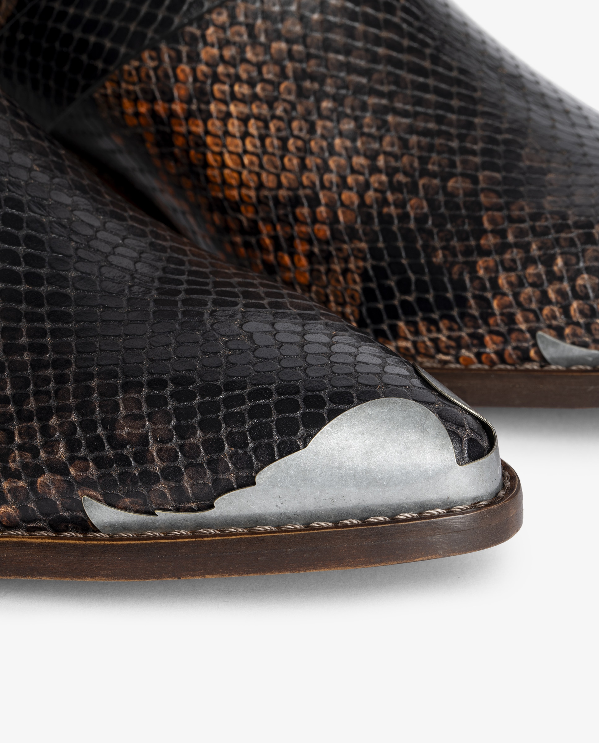 Botines cowboy de mujer de piel bicolor y efecto pitón - Zadig & Voltaire - Naranja / Negro Naranja / Negro-2