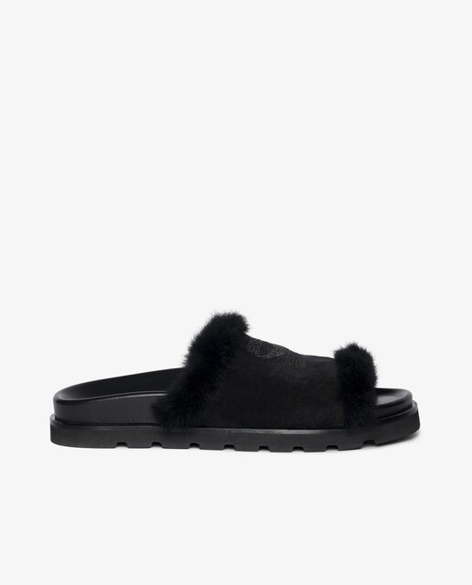 Imagen 0 de Mules Teddy Bare Shearling de mujer de ante negro