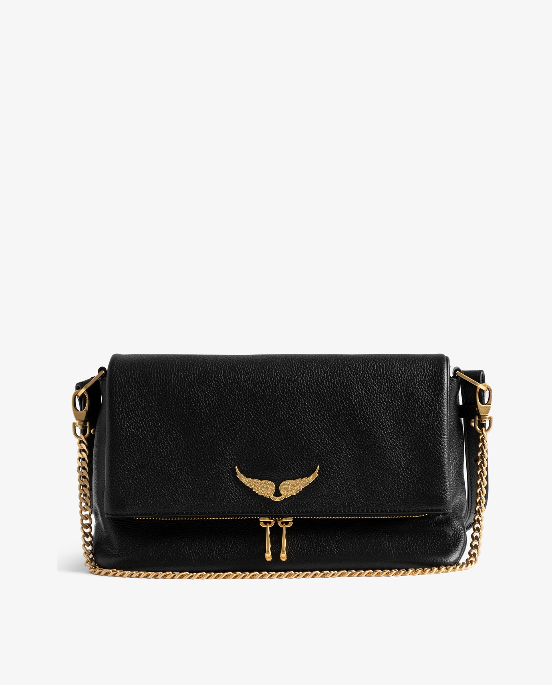 Bolso de mano mediano de piel granulada con cadena bandolera - Zadig & Voltaire - Oro Oro-1
