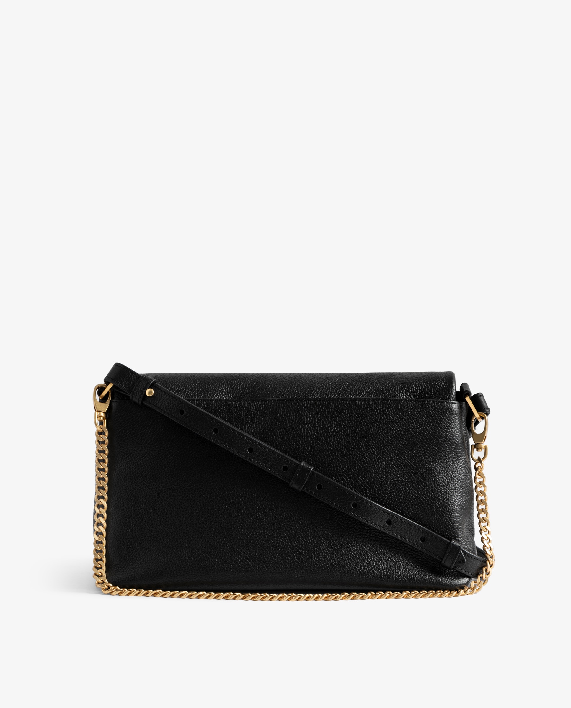 Bolso de mano mediano de piel granulada con cadena bandolera - Zadig & Voltaire - Oro Oro-5