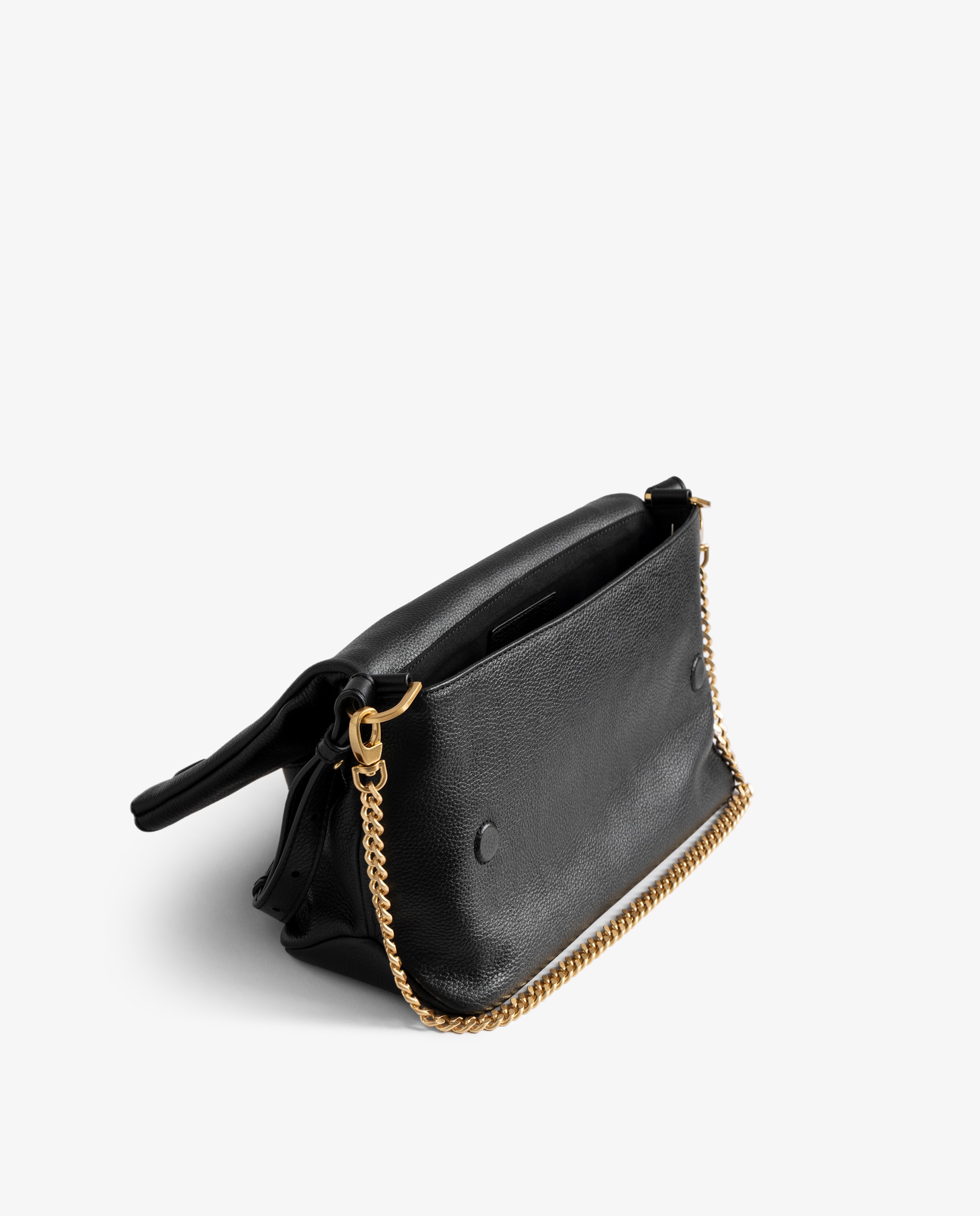 Bolso de mano mediano de piel granulada con cadena bandolera - Zadig & Voltaire - Oro Oro-6