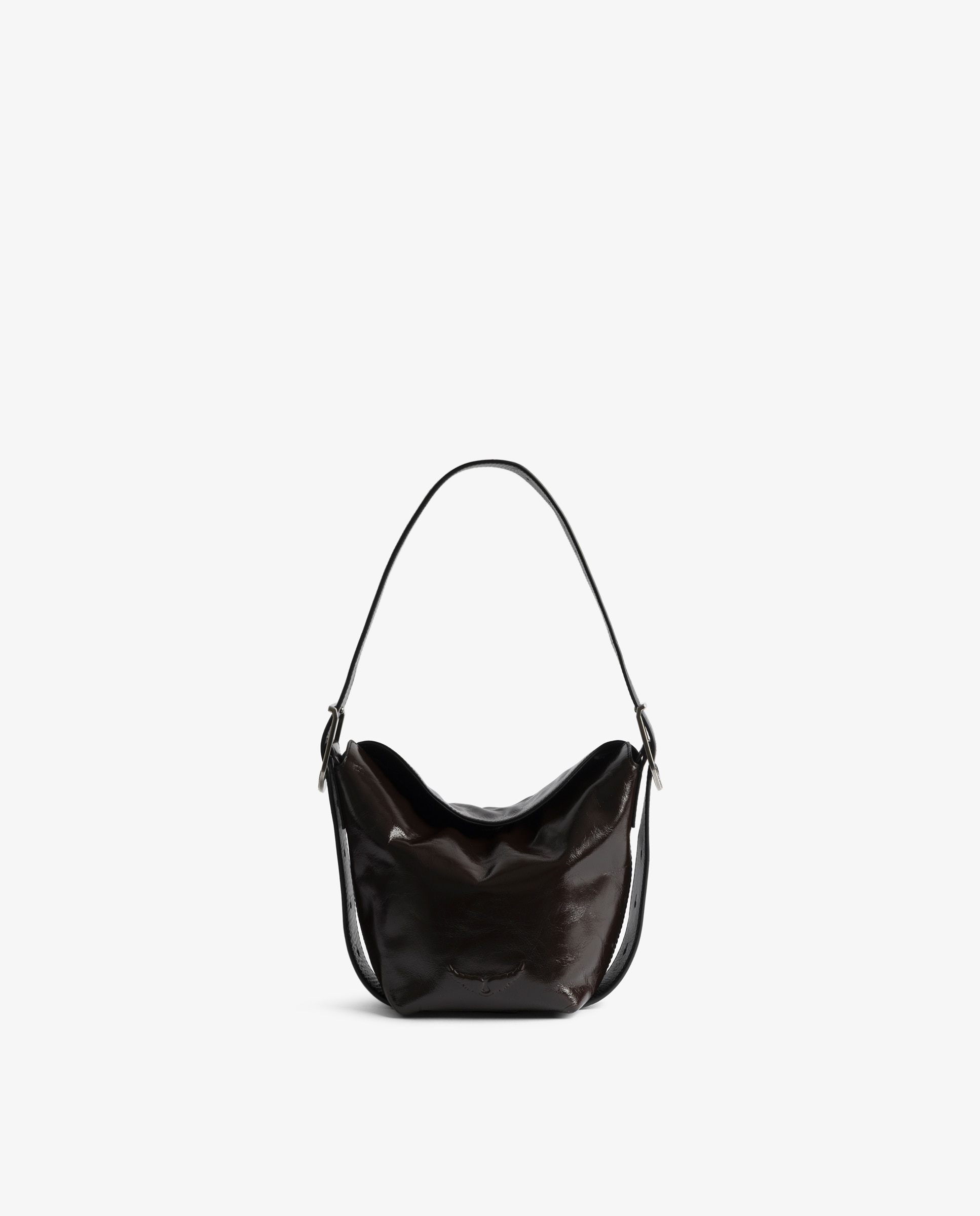 Bolso de hombro de cuero barnizado con efecto vintage y correa ajustable