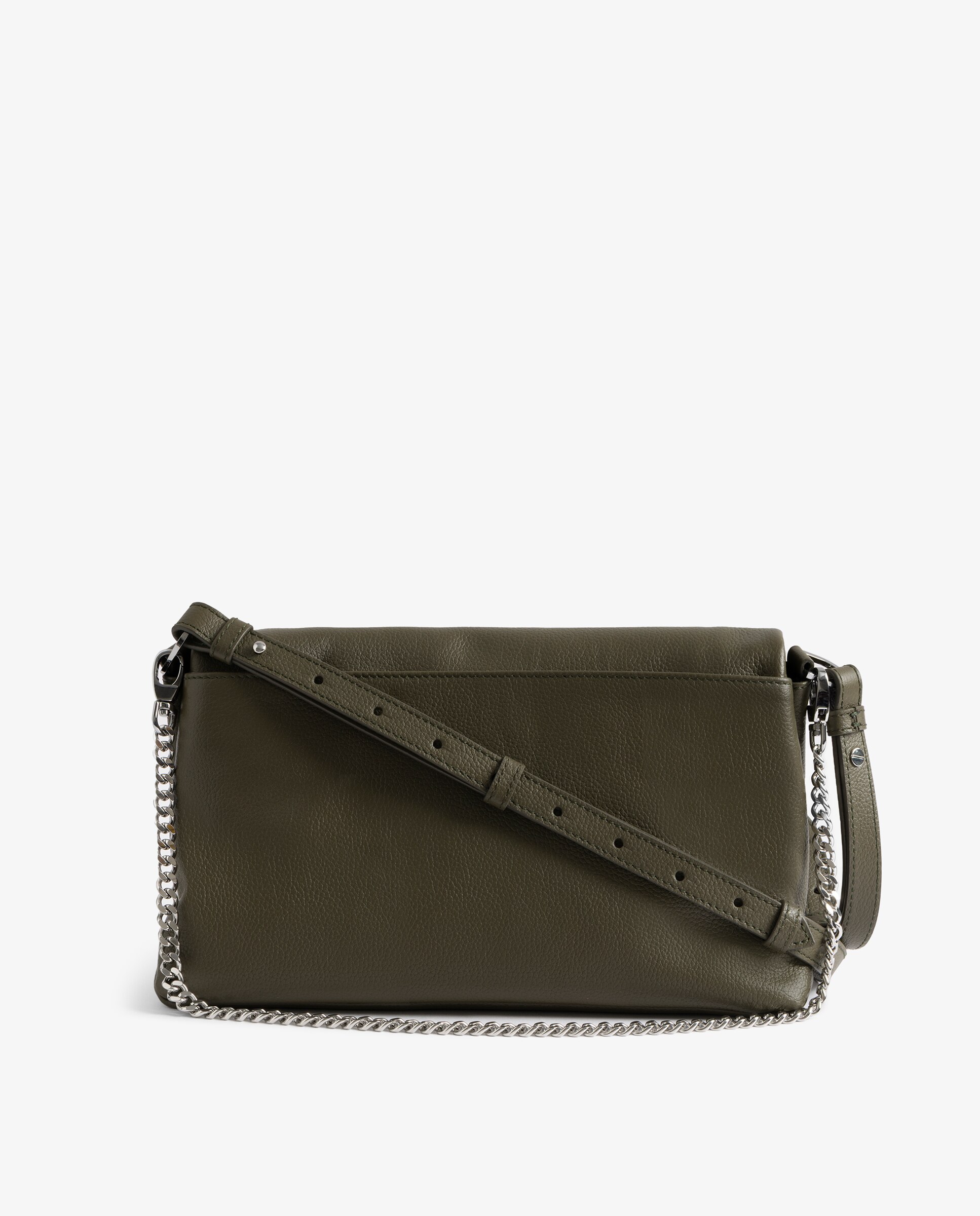 Bolso de mano mediano de piel granulada con cadena bandolera - Zadig & Voltaire - Verde Verde-5