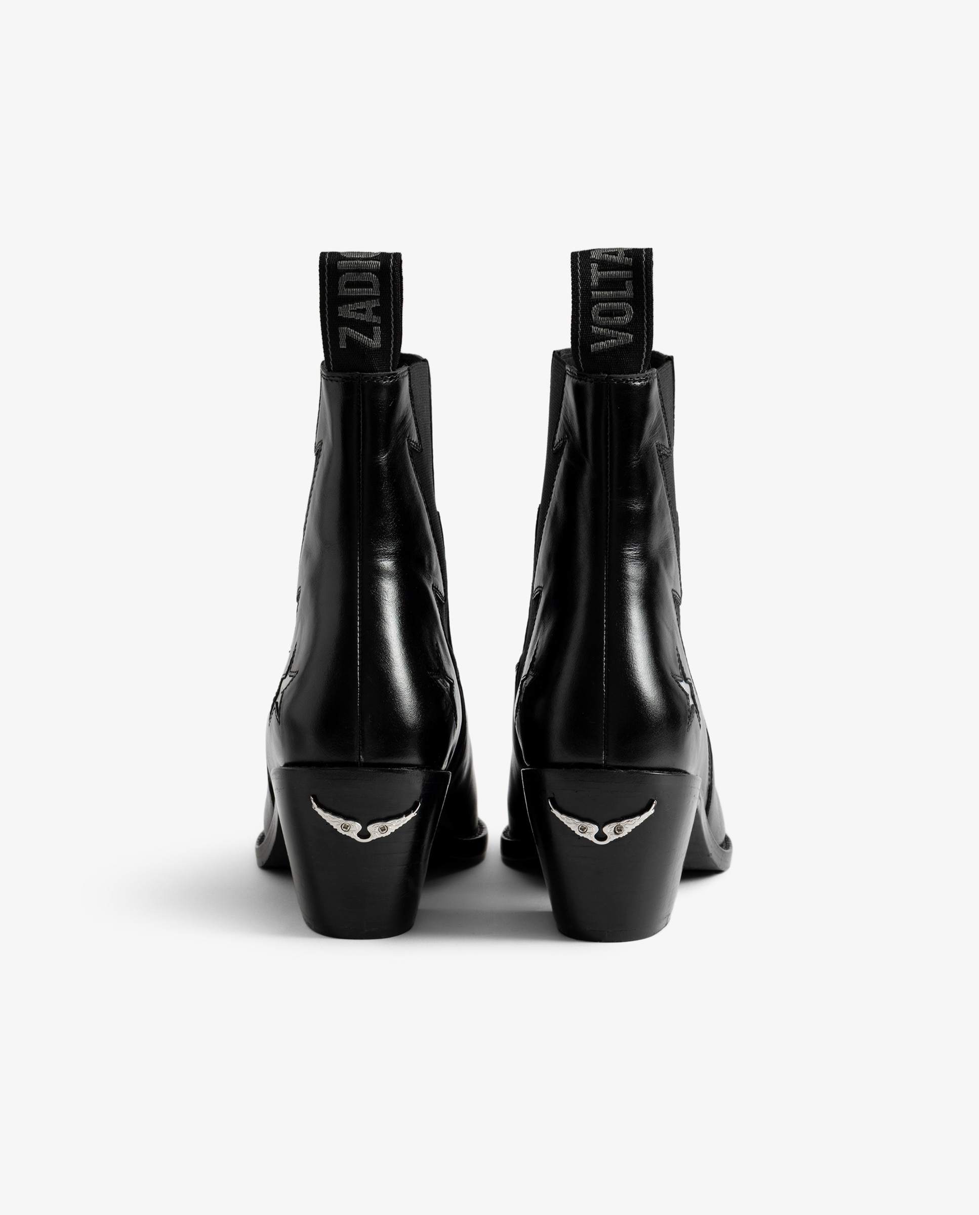 Botines cowboy de mujer de cuero vintage negro con estrellas - Zadig & Voltaire - Negro Negro-5