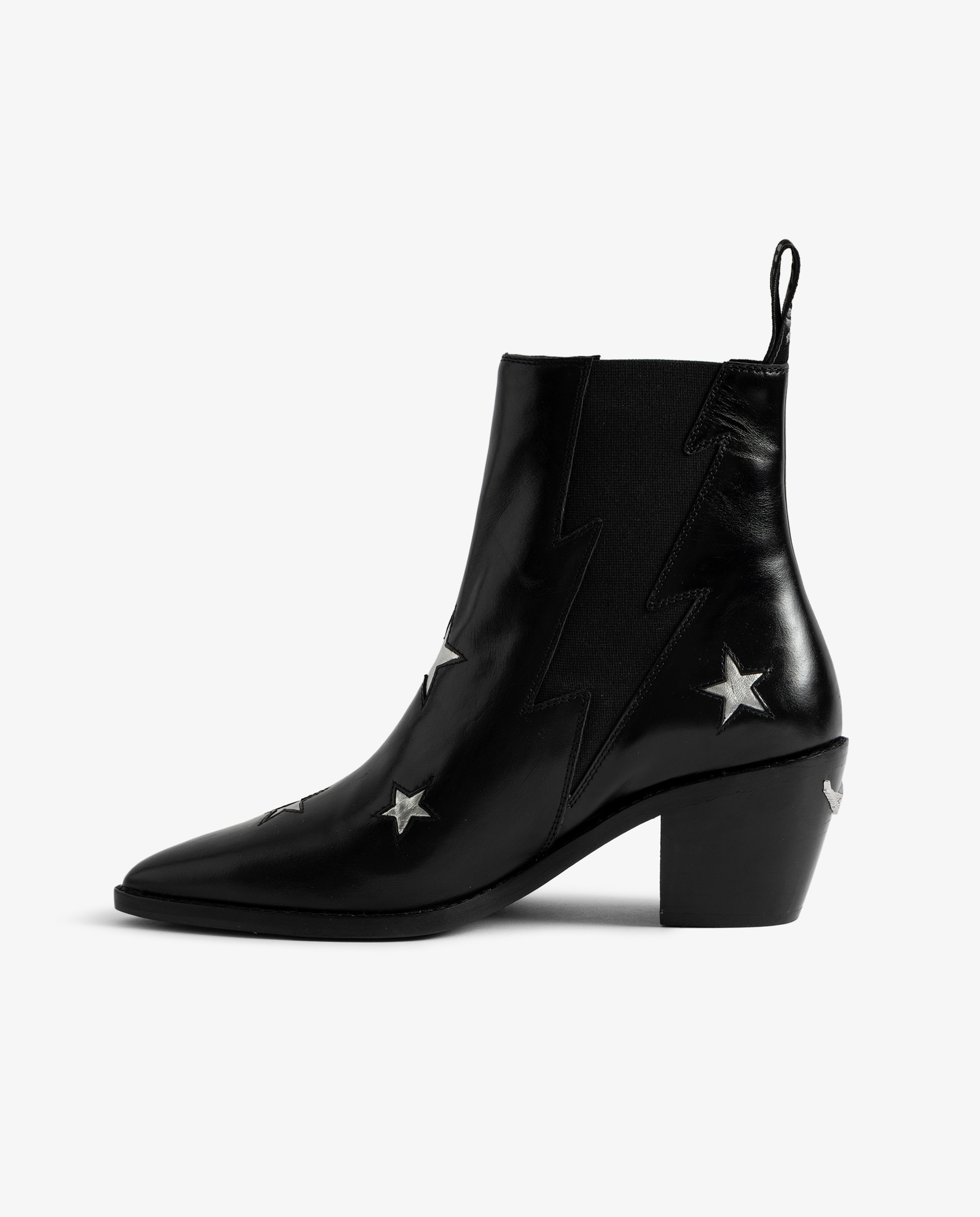 Botines cowboy de mujer de cuero vintage negro con estrellas - Zadig & Voltaire - Negro Negro-6