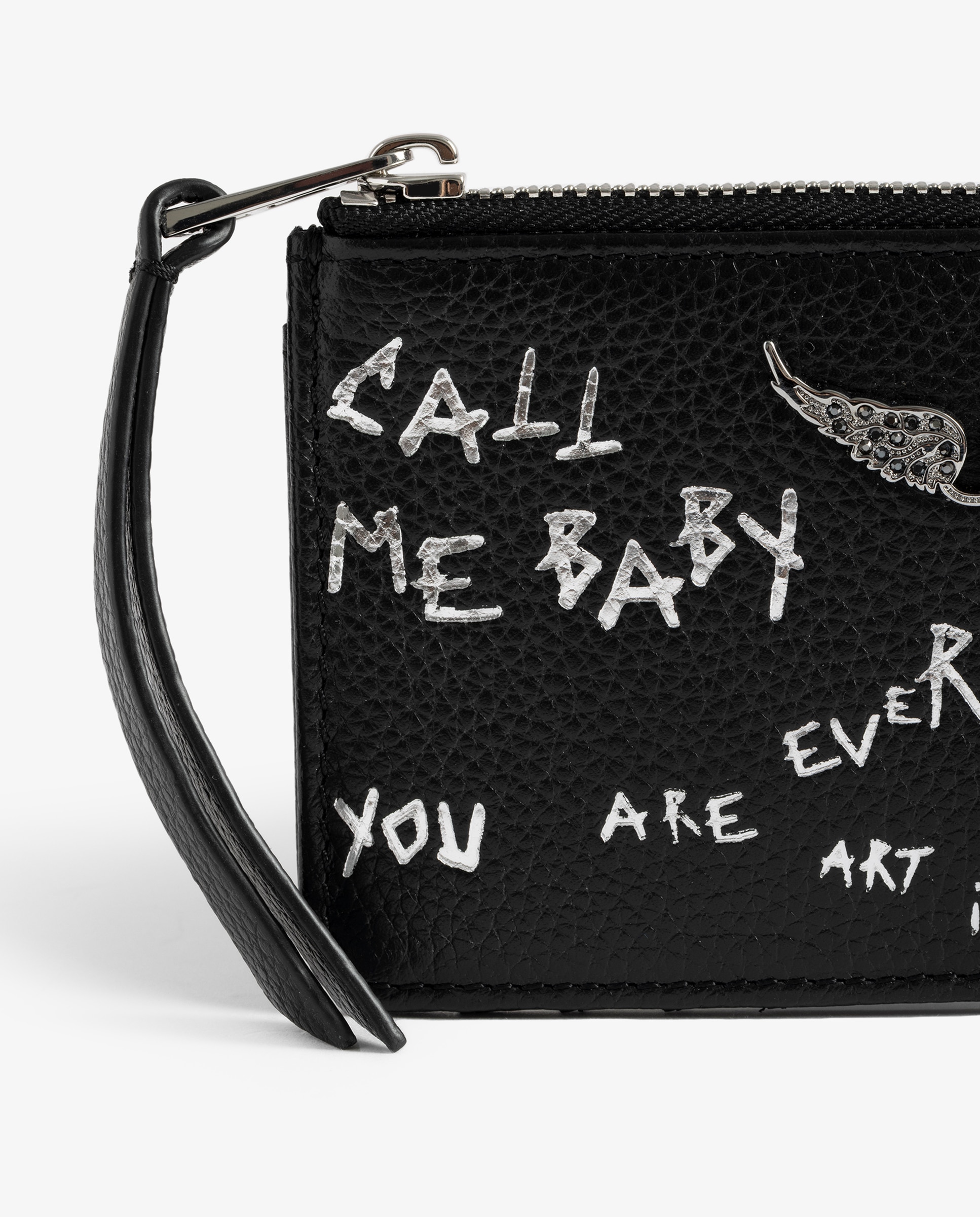 Tarjetero pequeño de mujer de piel con estampado graffiti - Zadig & Voltaire - Negro Negro-4