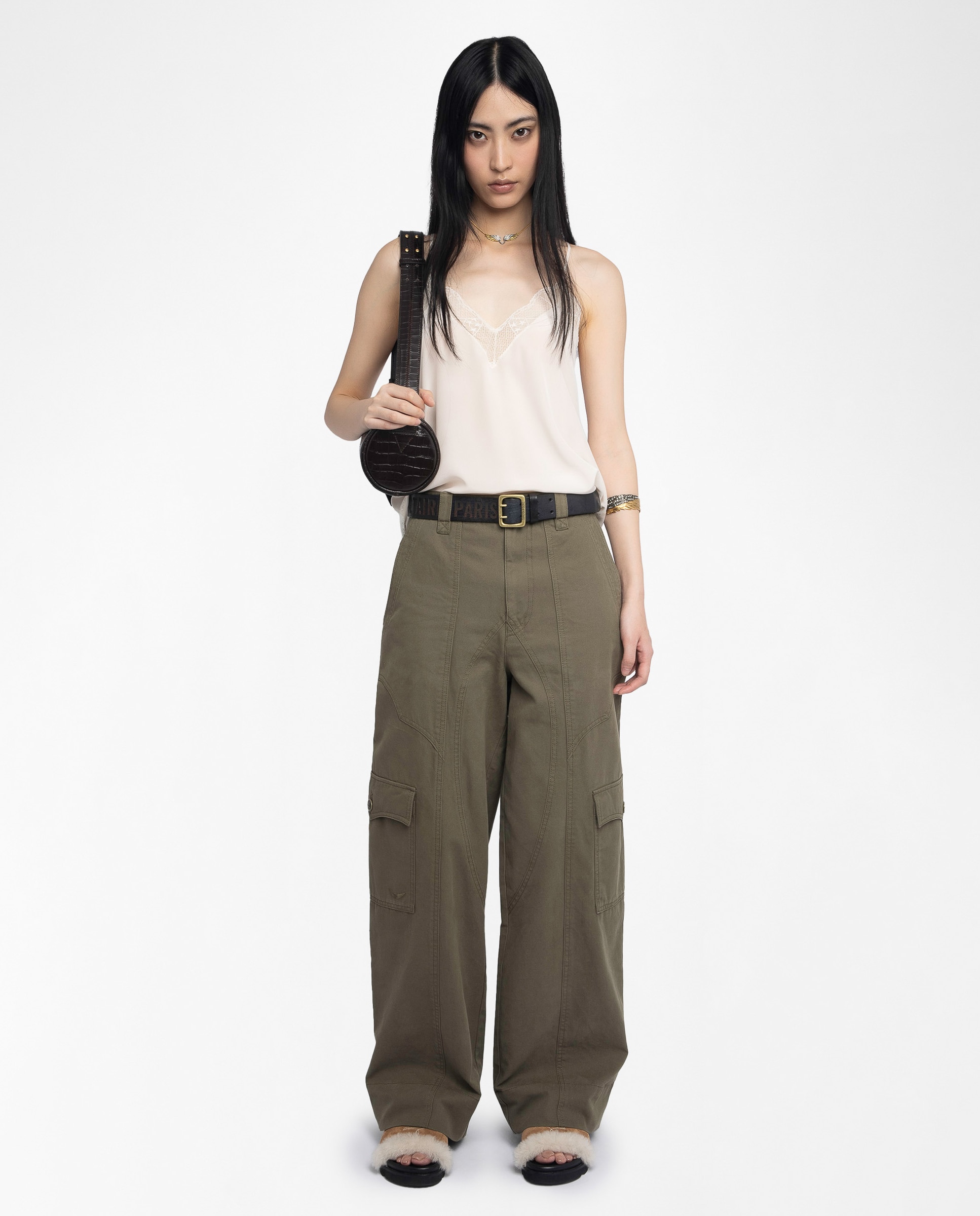 Top lencero de mujer 100% seda con encaje - Zadig & Voltaire - Blanco Blanco-4