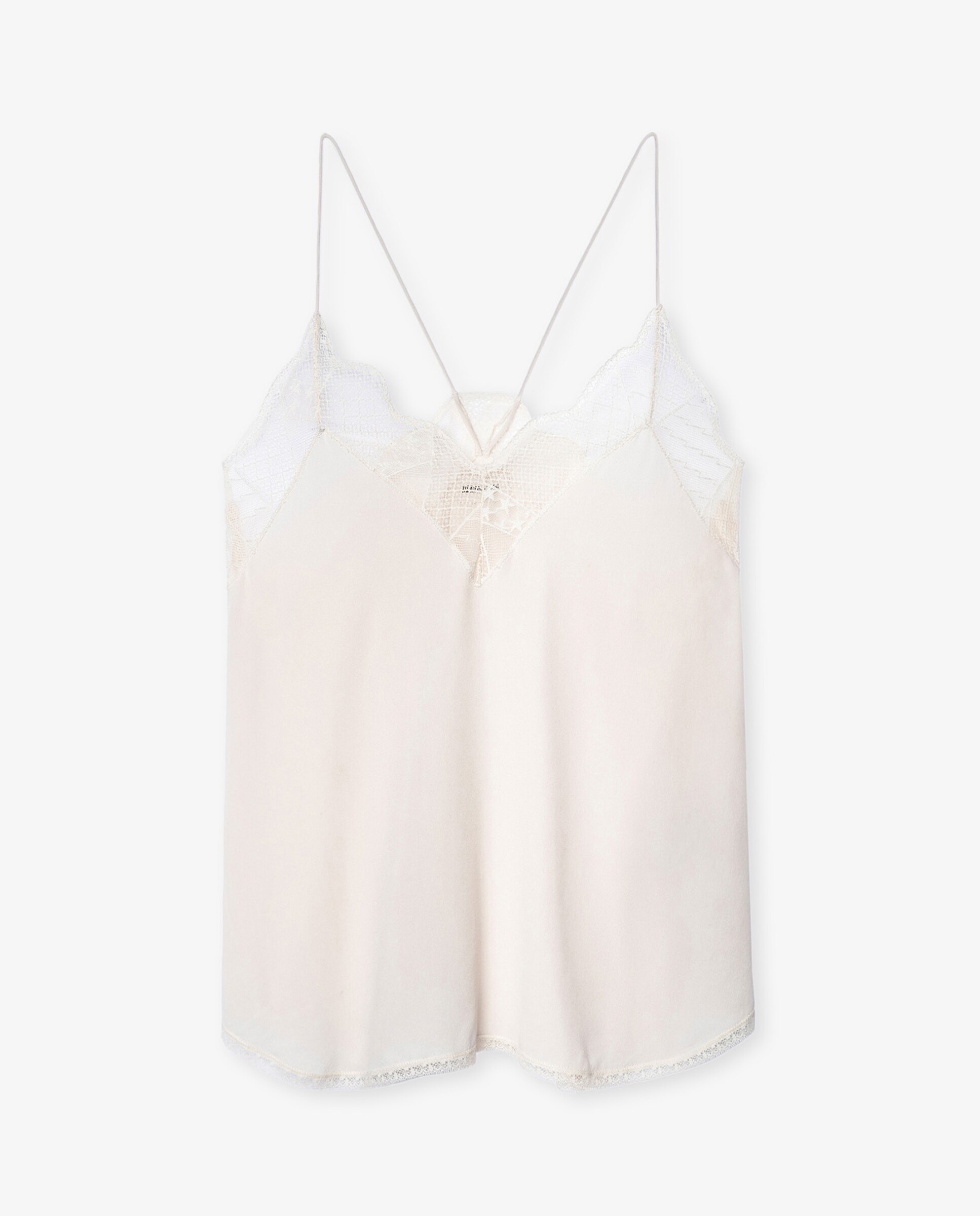 Top lencero de mujer 100% seda con encaje - Zadig & Voltaire - Blanco Blanco-6