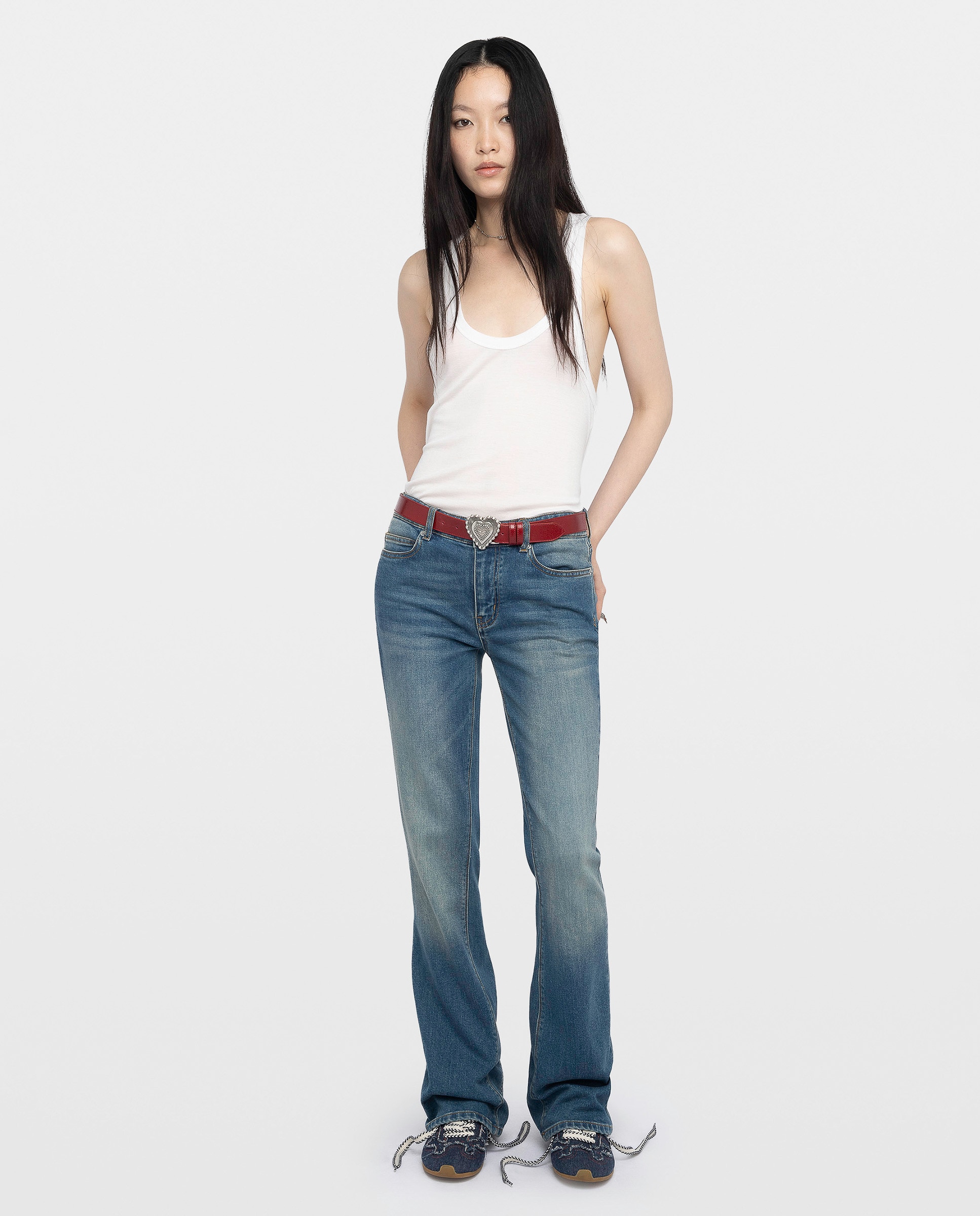 Zadig & Voltaire - Vaquero campana de mujer de cintura baja.