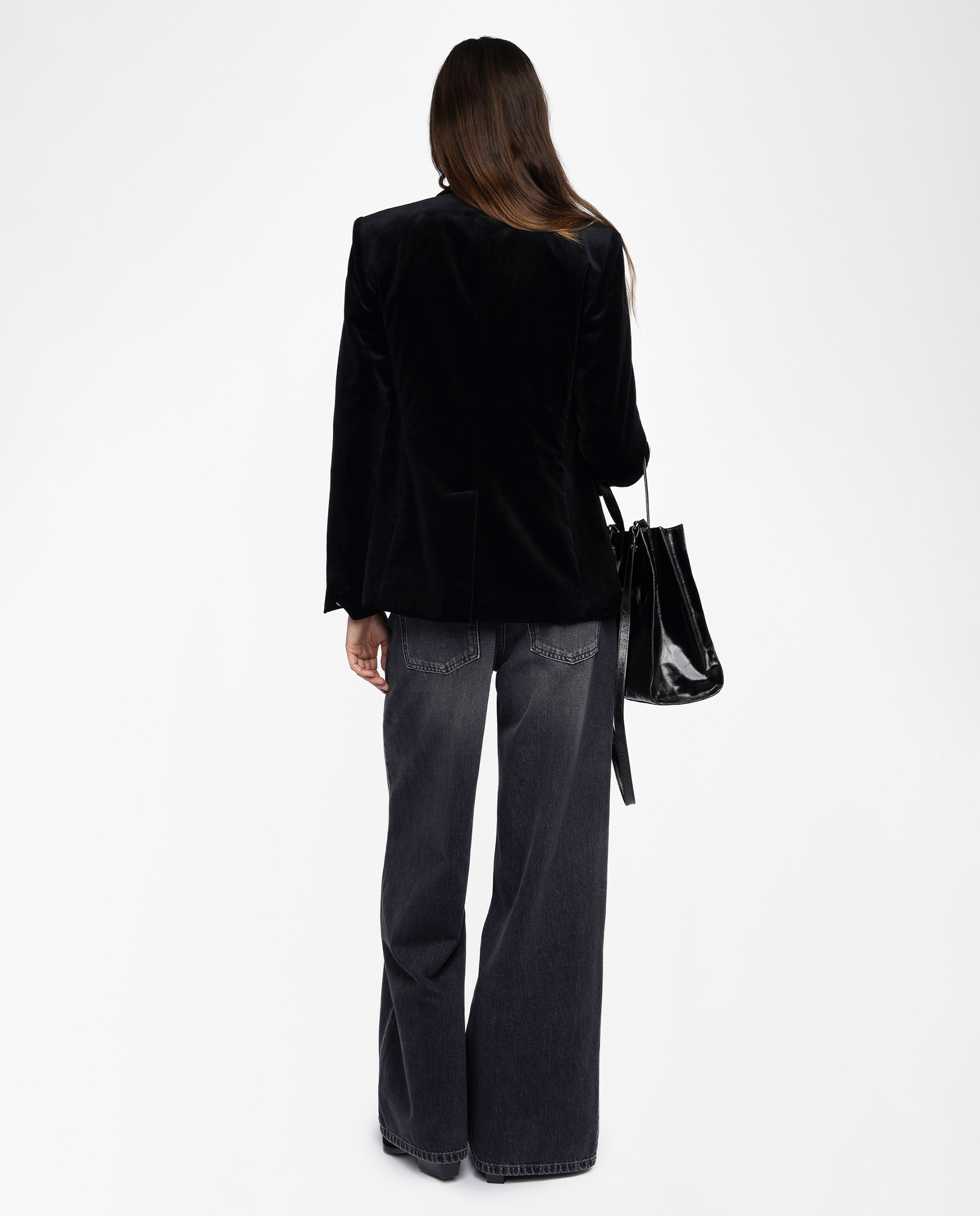 Blazer de mujer de terciopelo estructurado con mangas 7/8 - Zadig & Voltaire - Negro Negro-2