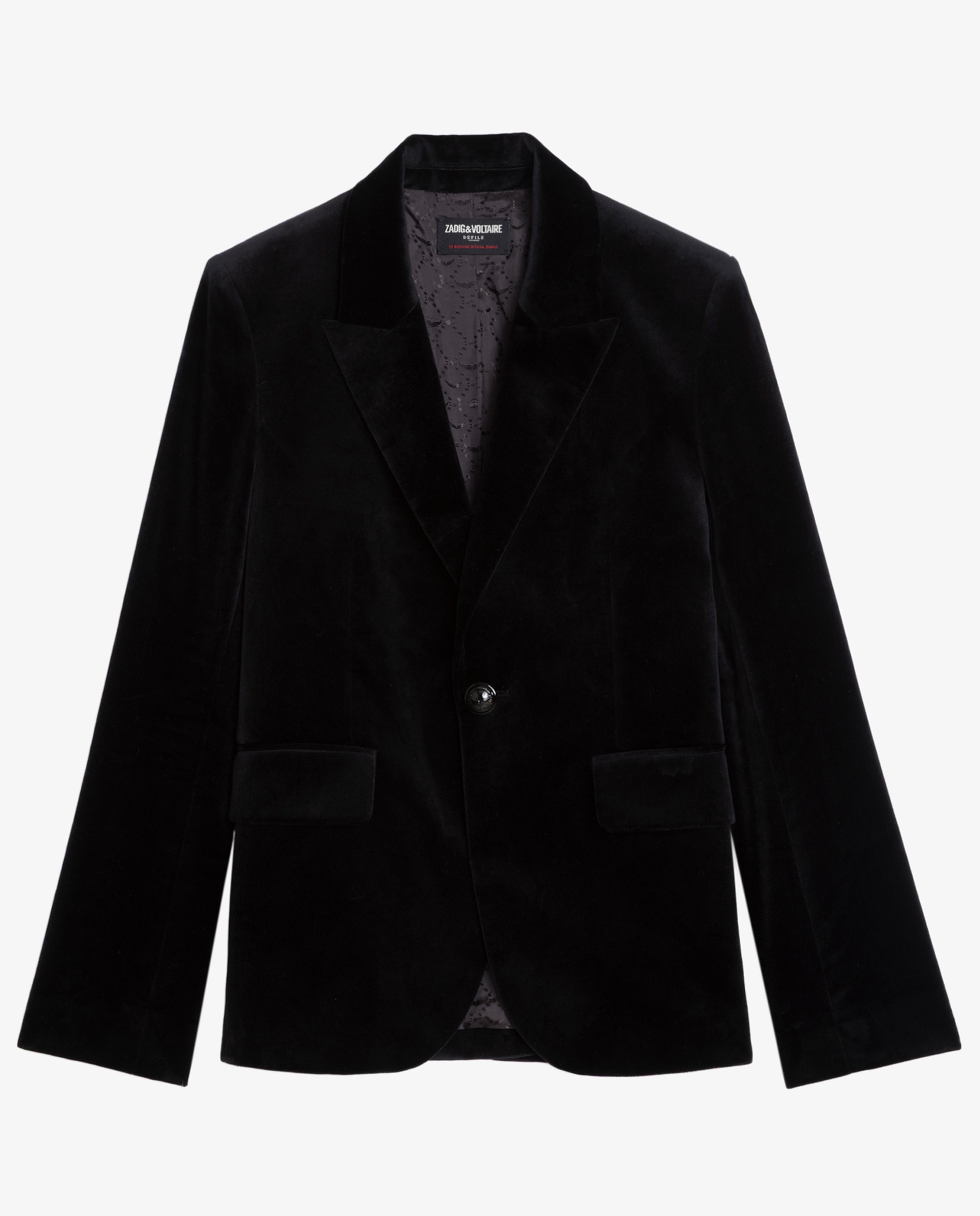 Blazer de mujer de terciopelo estructurado con mangas 7/8 - Zadig & Voltaire - Negro Negro-7
