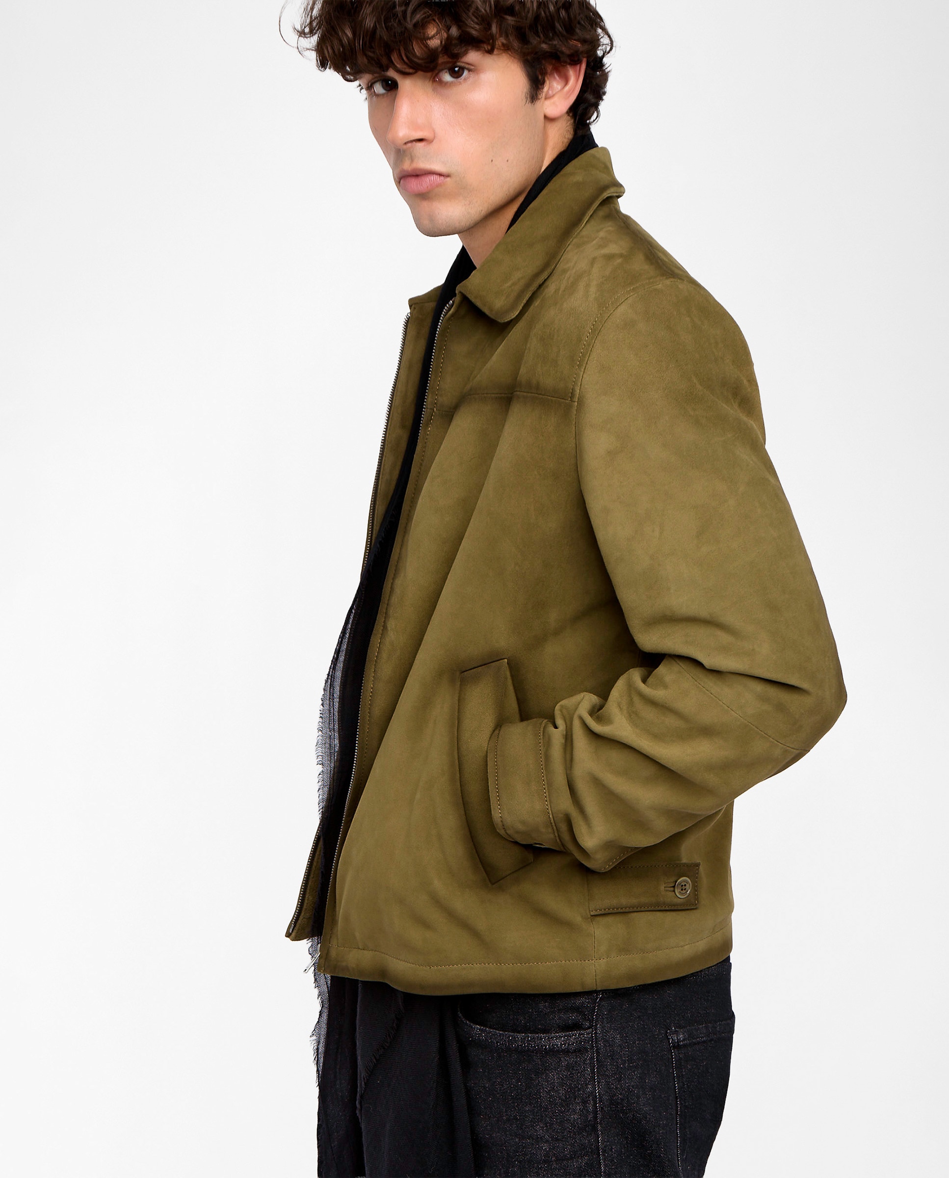 Cazadora de hombre de ante con cremallera - Zadig & Voltaire - Kaki Kaki-3