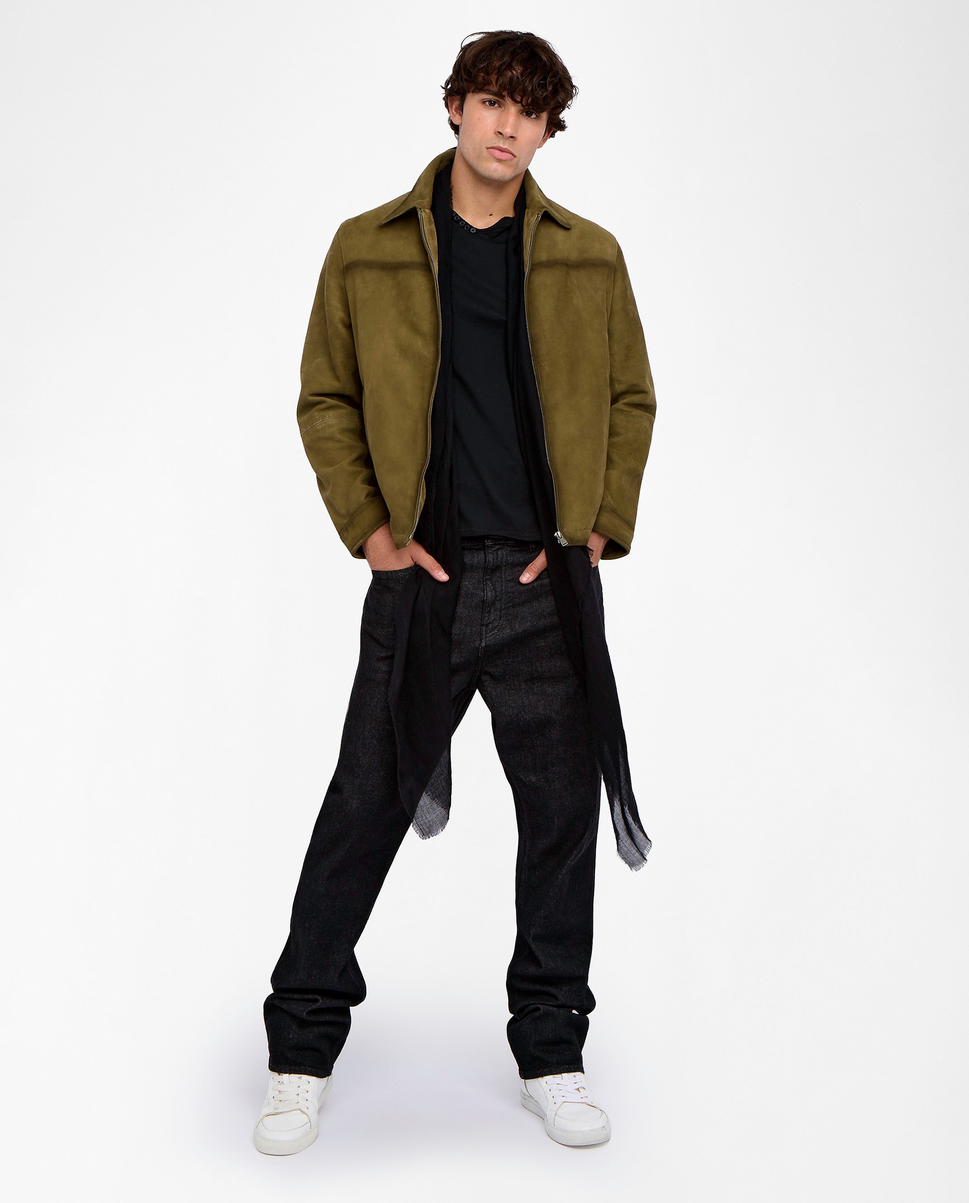 Cazadora de hombre de ante con cremallera - Zadig & Voltaire - Kaki Kaki-4
