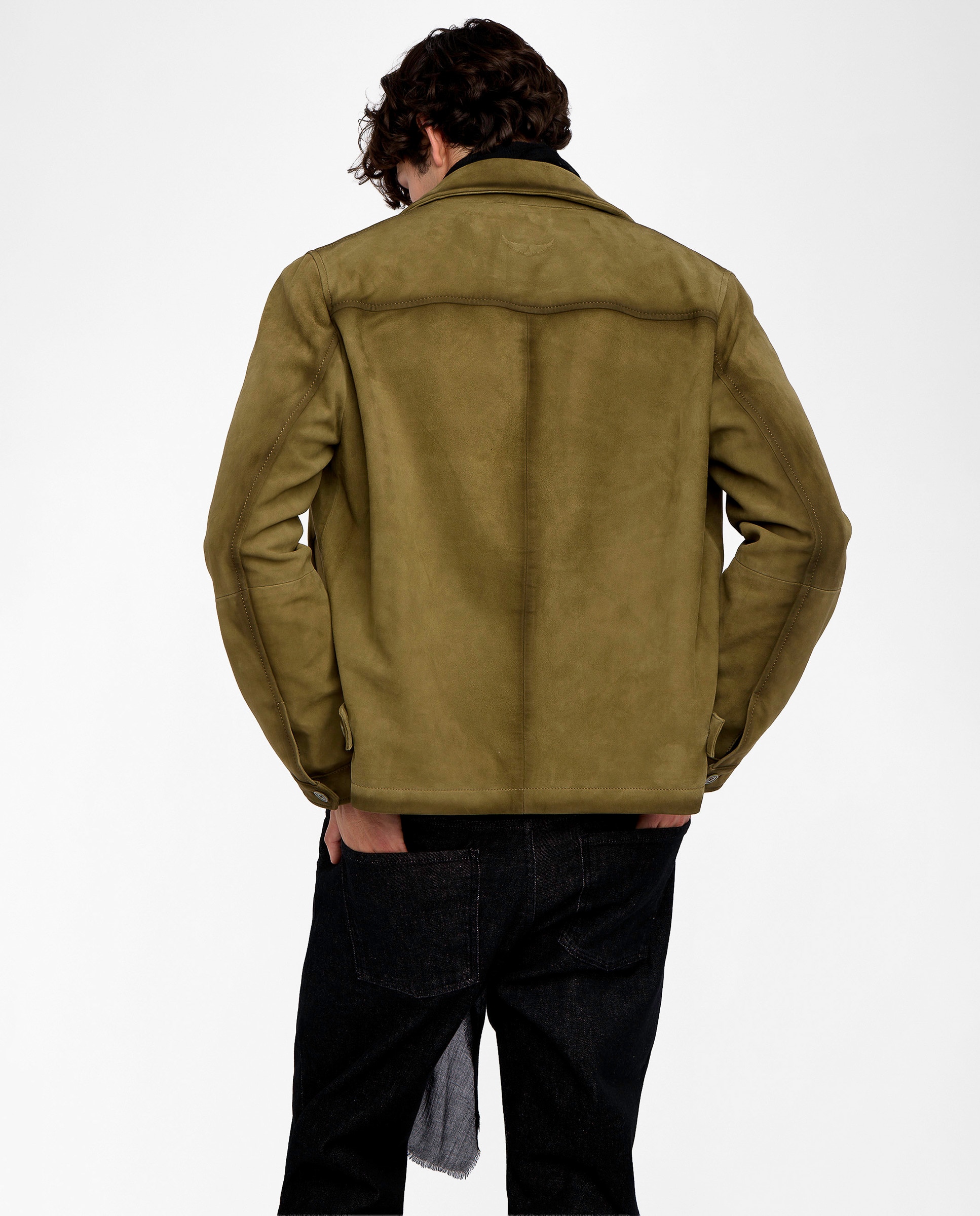 Cazadora de hombre de ante con cremallera - Zadig & Voltaire - Kaki Kaki-5