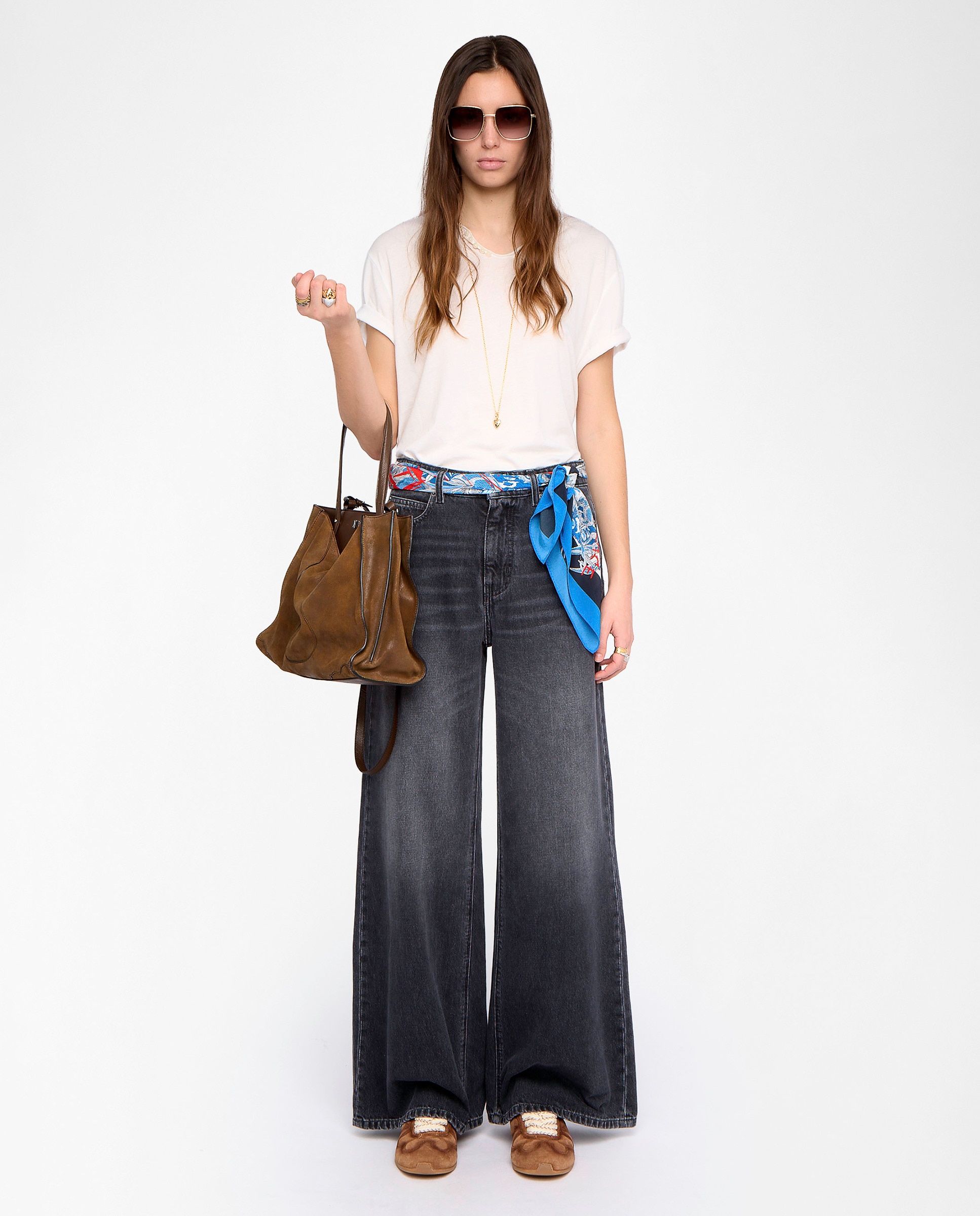 Vaqueros anchos de mujer cintura alta - Zadig & Voltaire - Gris Gris-1
