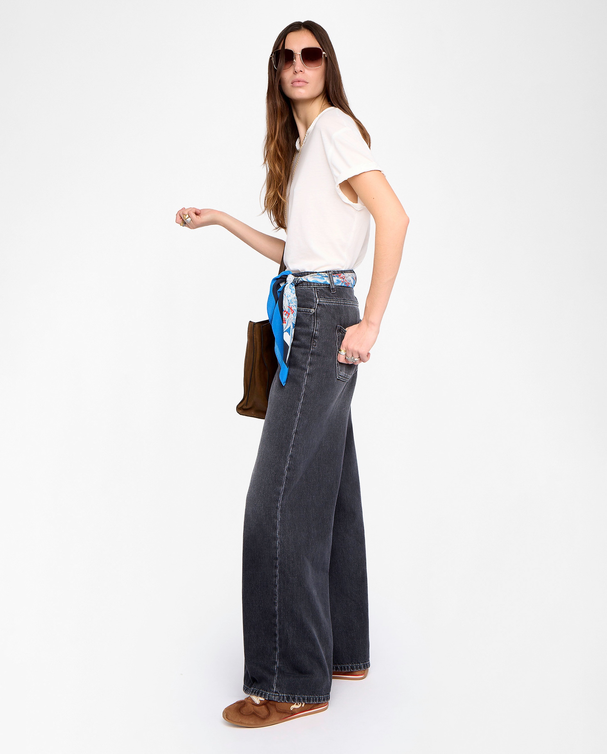 Vaqueros anchos de mujer cintura alta - Zadig & Voltaire - Gris Gris-4