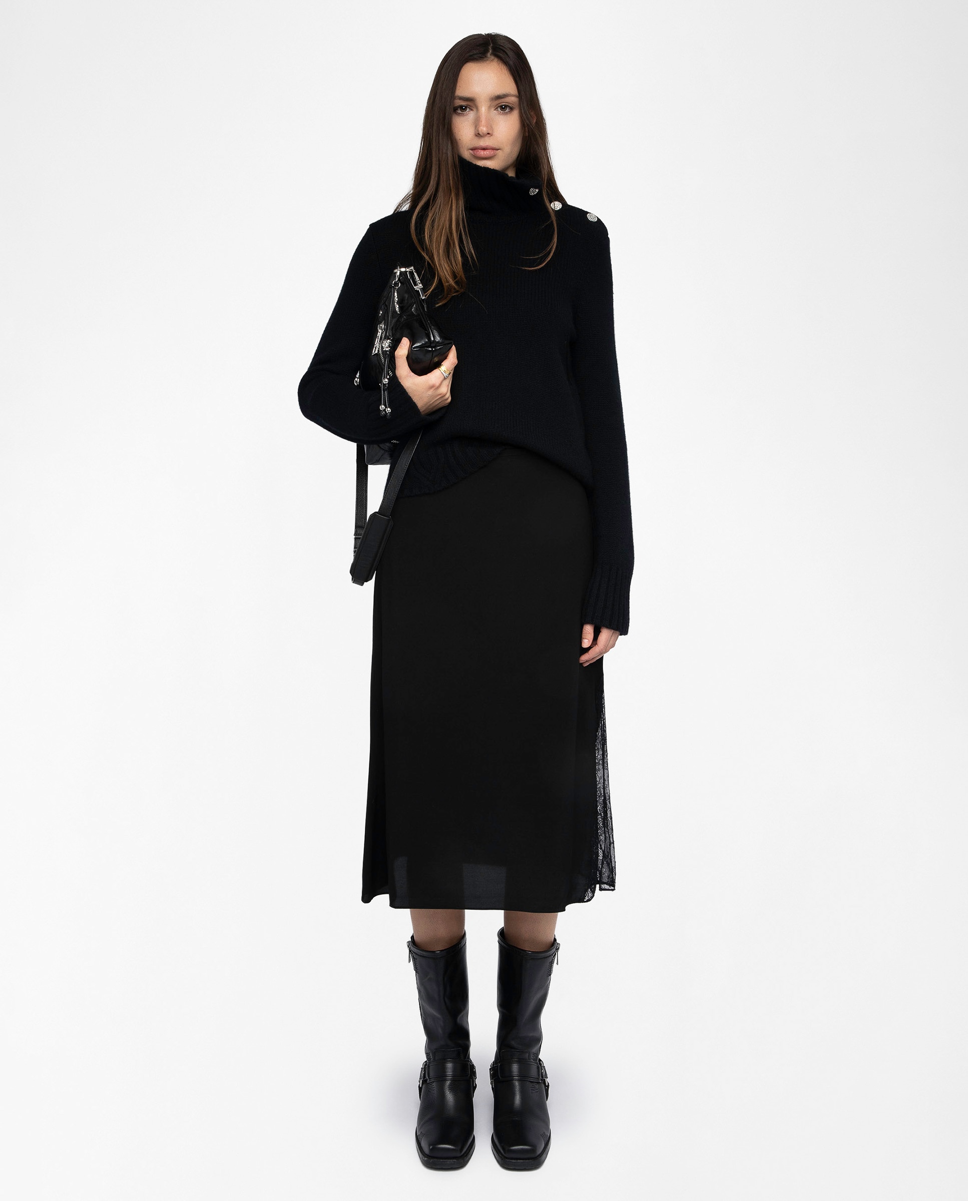 Zadig & Voltaire - Falda midi de inspiración lencera con encaje.