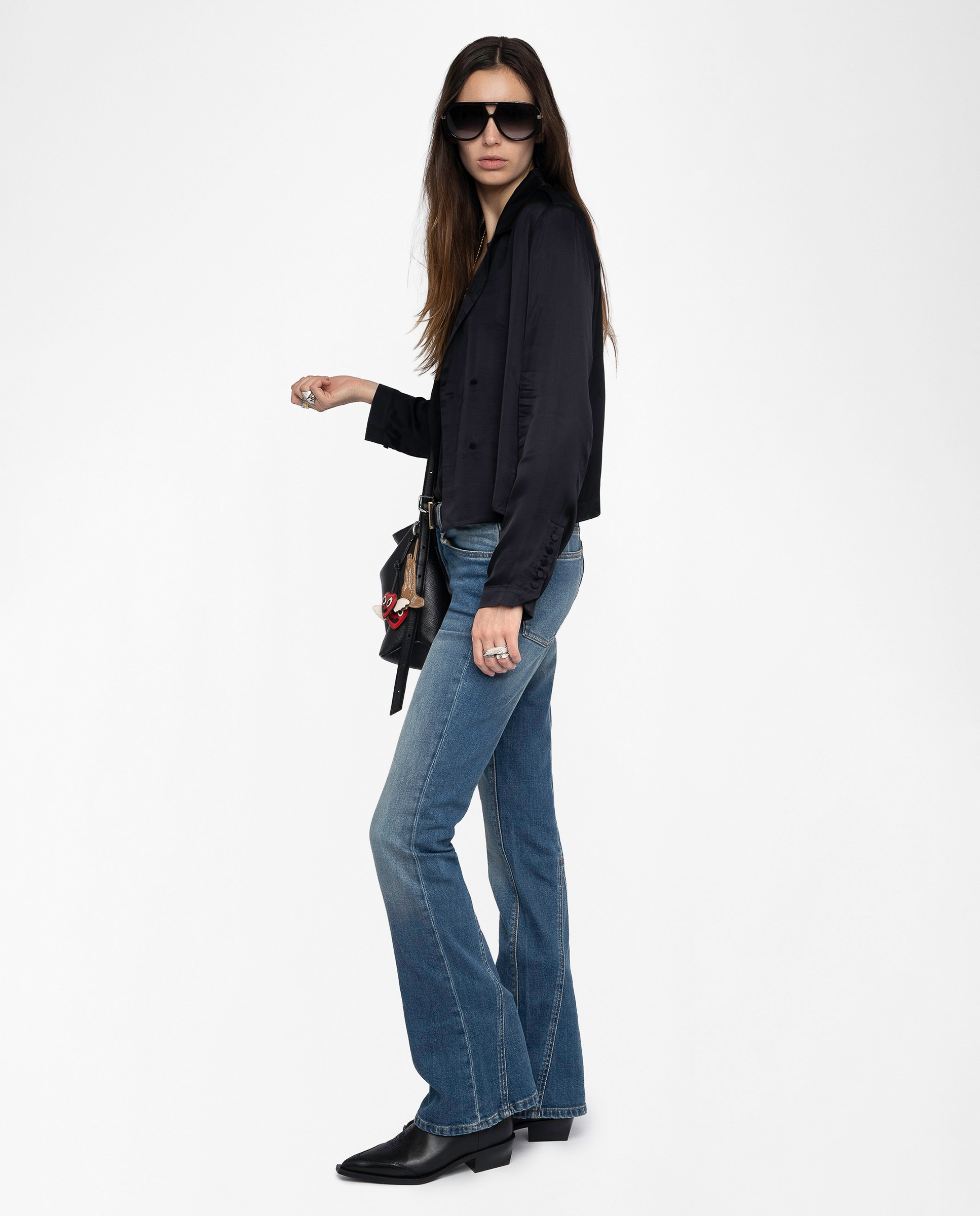 Blusa de mujer de manga larga de viscosa lisa - Zadig & Voltaire - Negro Negro-3