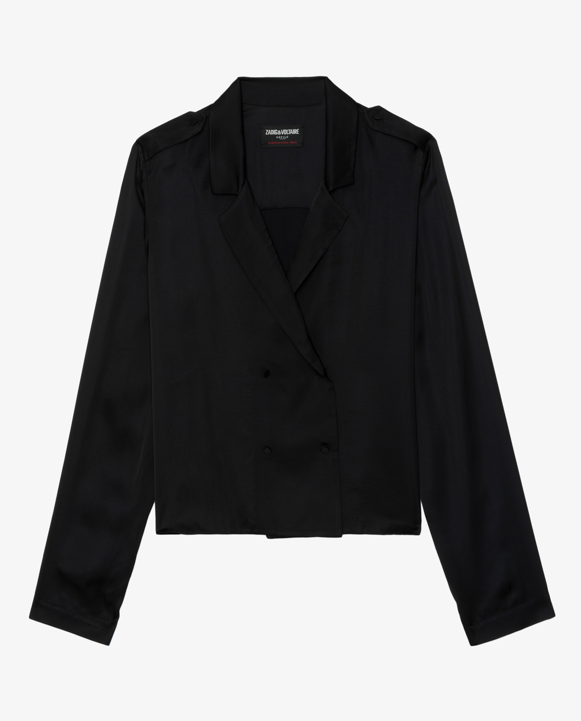 Blusa de mujer de manga larga de viscosa lisa - Zadig & Voltaire - Negro Negro-7