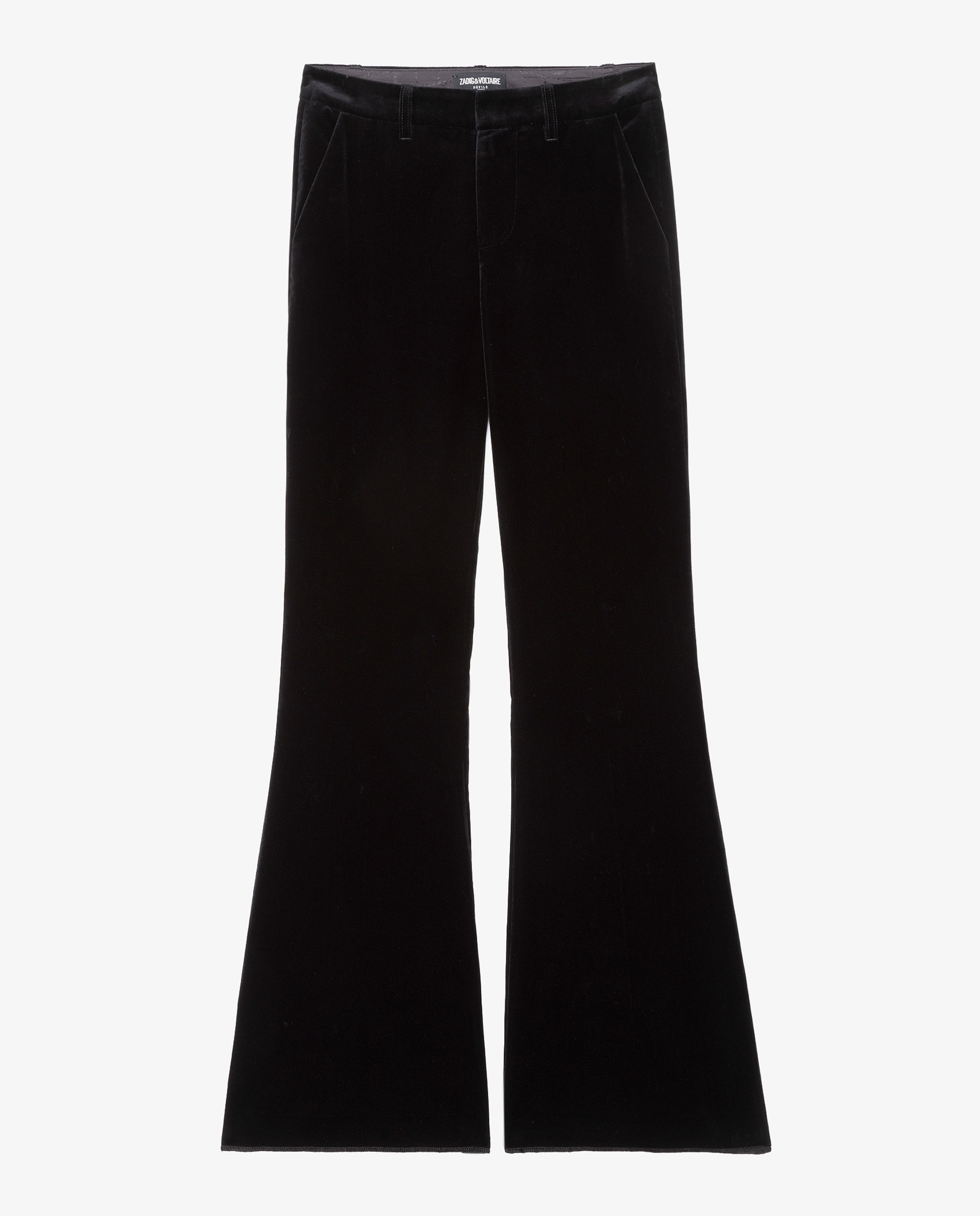 Pantalones de campana de mujer cintura baja de terciopelo - Zadig & Voltaire - Marrón Negro-5
