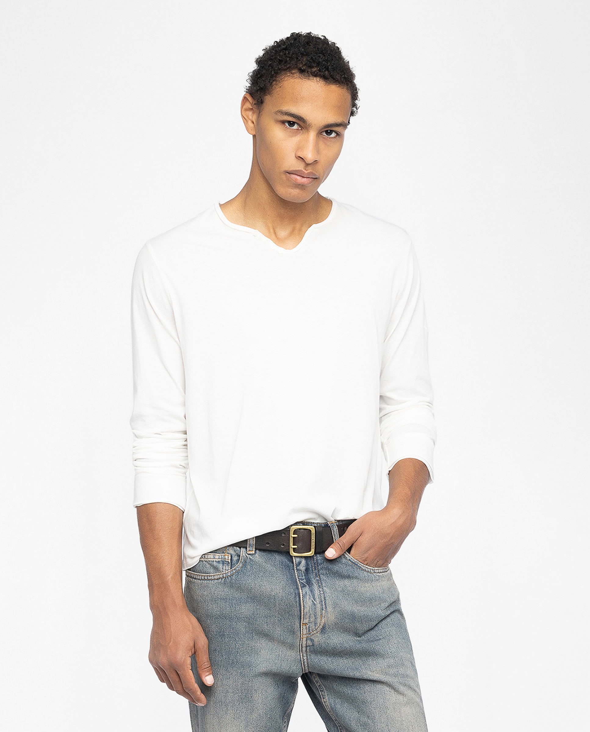 Camiseta de manga larga de hombre tunecina de algodón - Zadig & Voltaire - Blanco Blanco-1