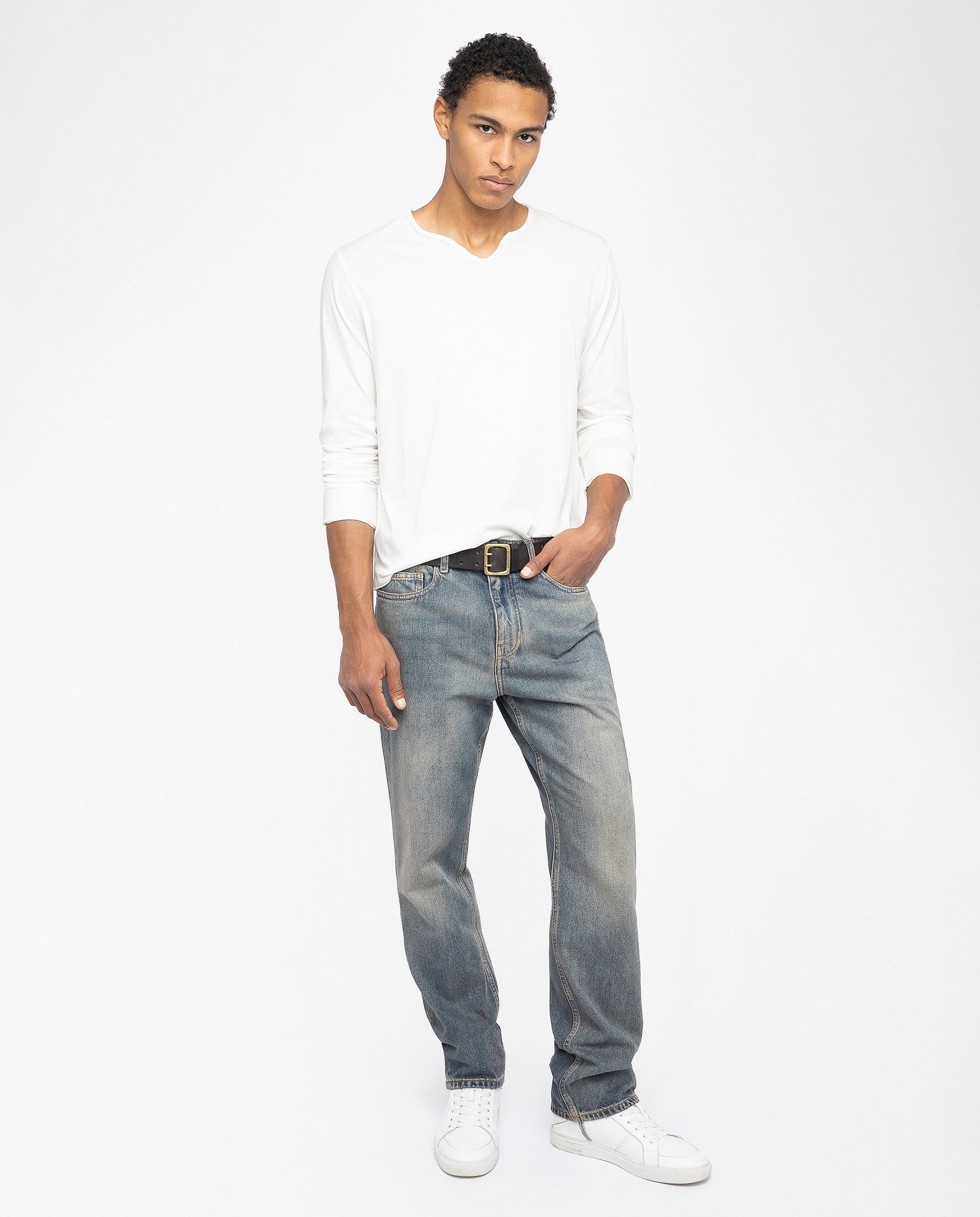 Camiseta de manga larga de hombre tunecina de algodón - Zadig & Voltaire - Blanco Blanco-4