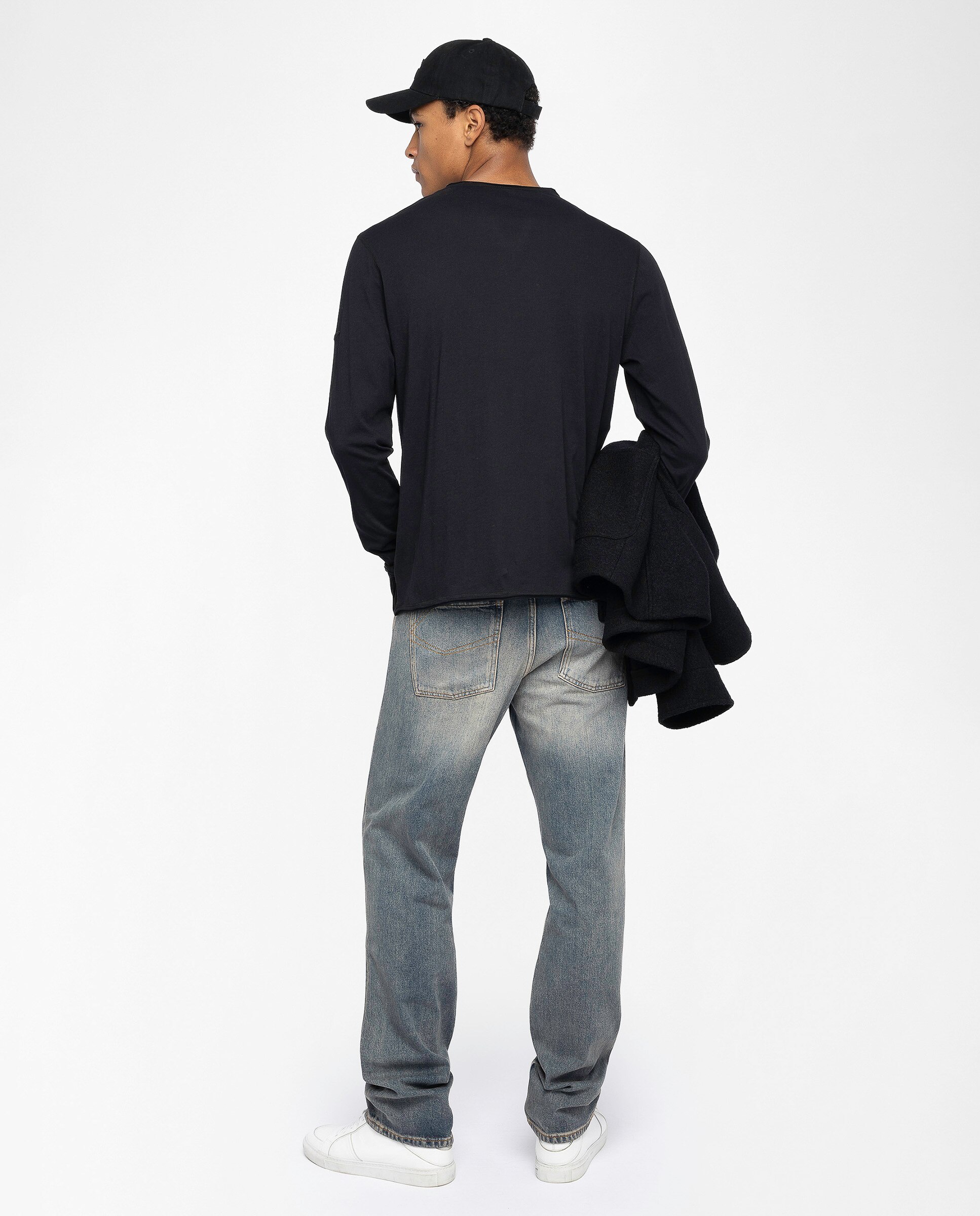 Camiseta de manga larga de hombre tunecina de algodón - Zadig & Voltaire - Negro Negro-2