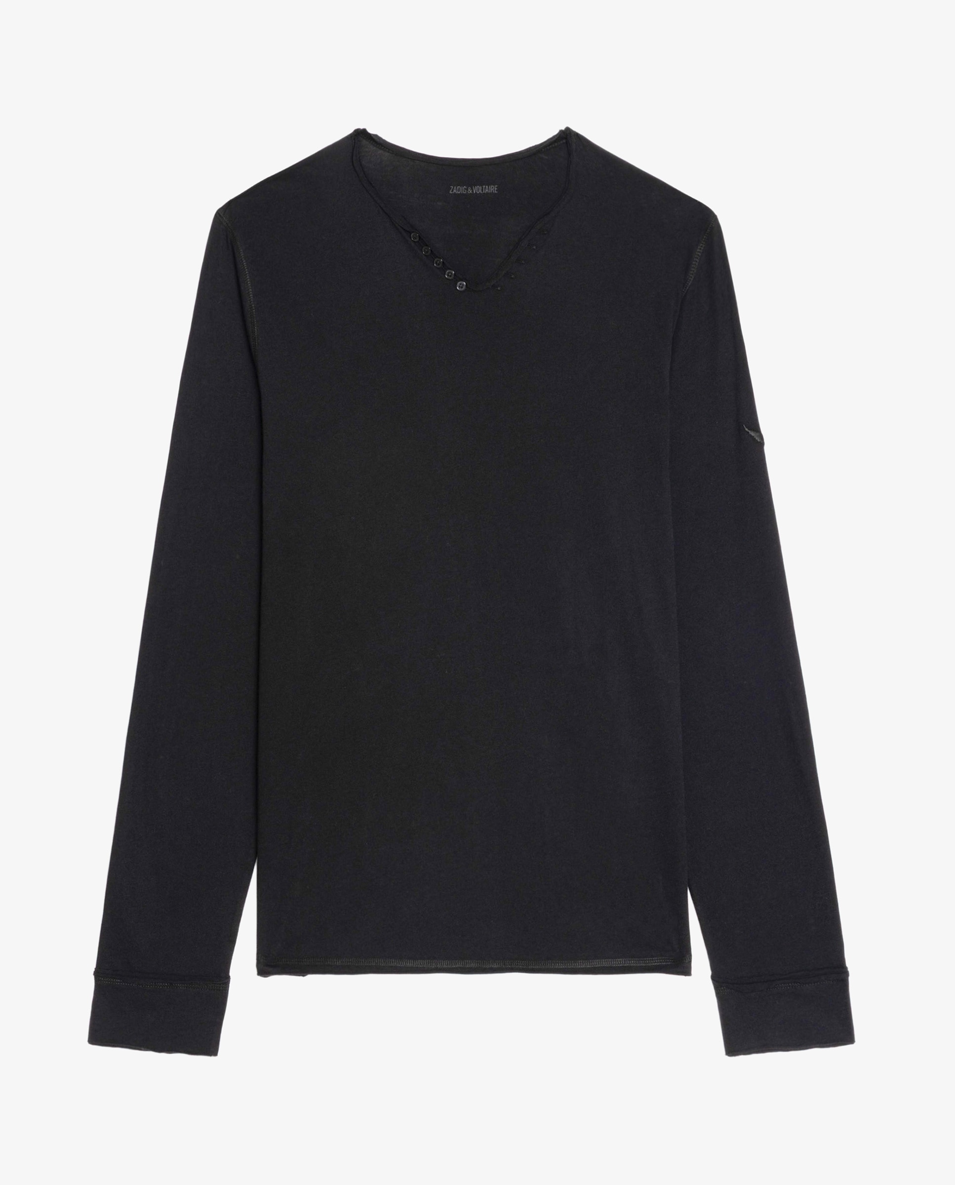 Camiseta de manga larga de hombre tunecina de algodón - Zadig & Voltaire - Negro Negro-6