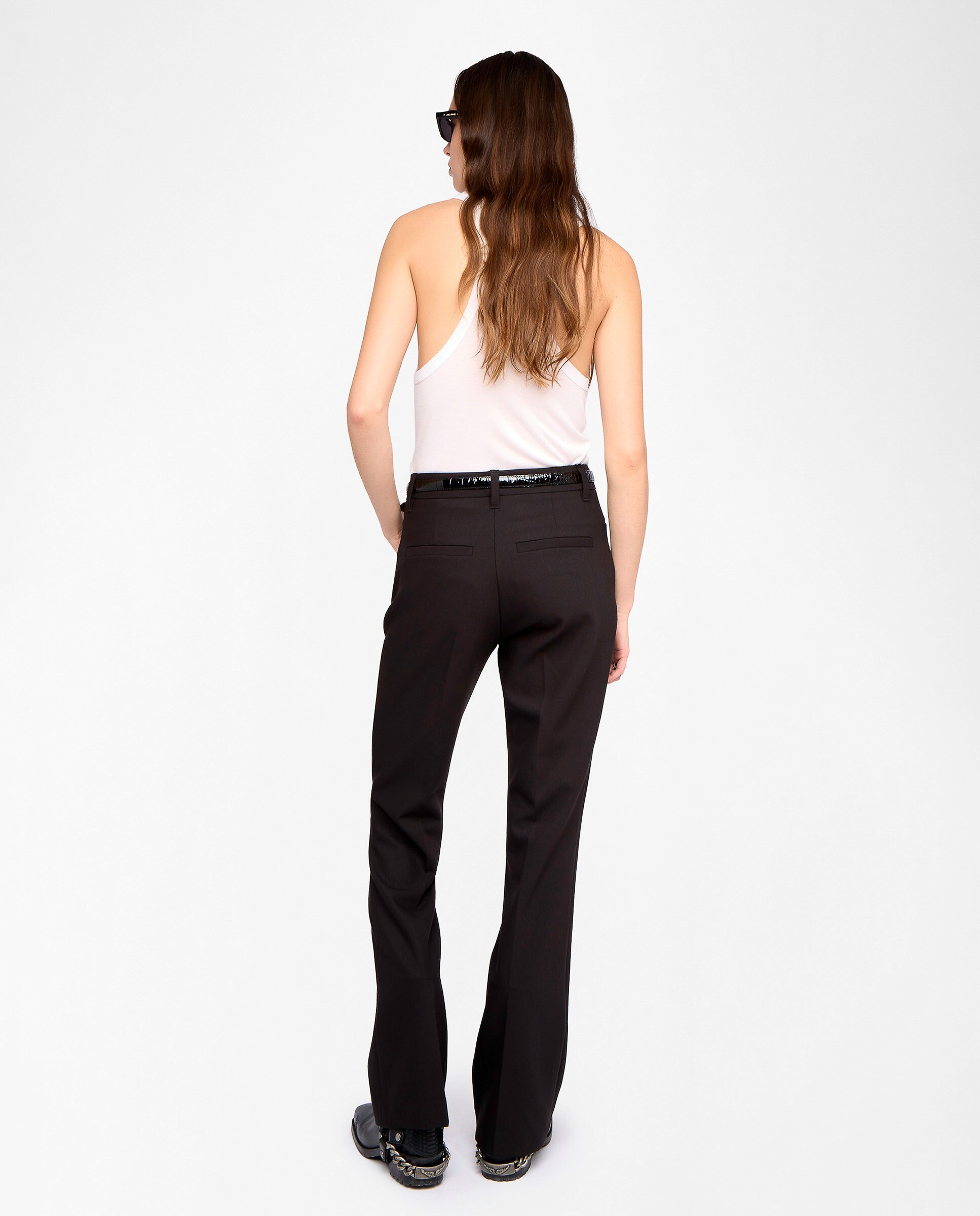 Pantalones anchos de mujer de cintura alta rectos de sastrería - Zadig & Voltaire - Negro Negro-3