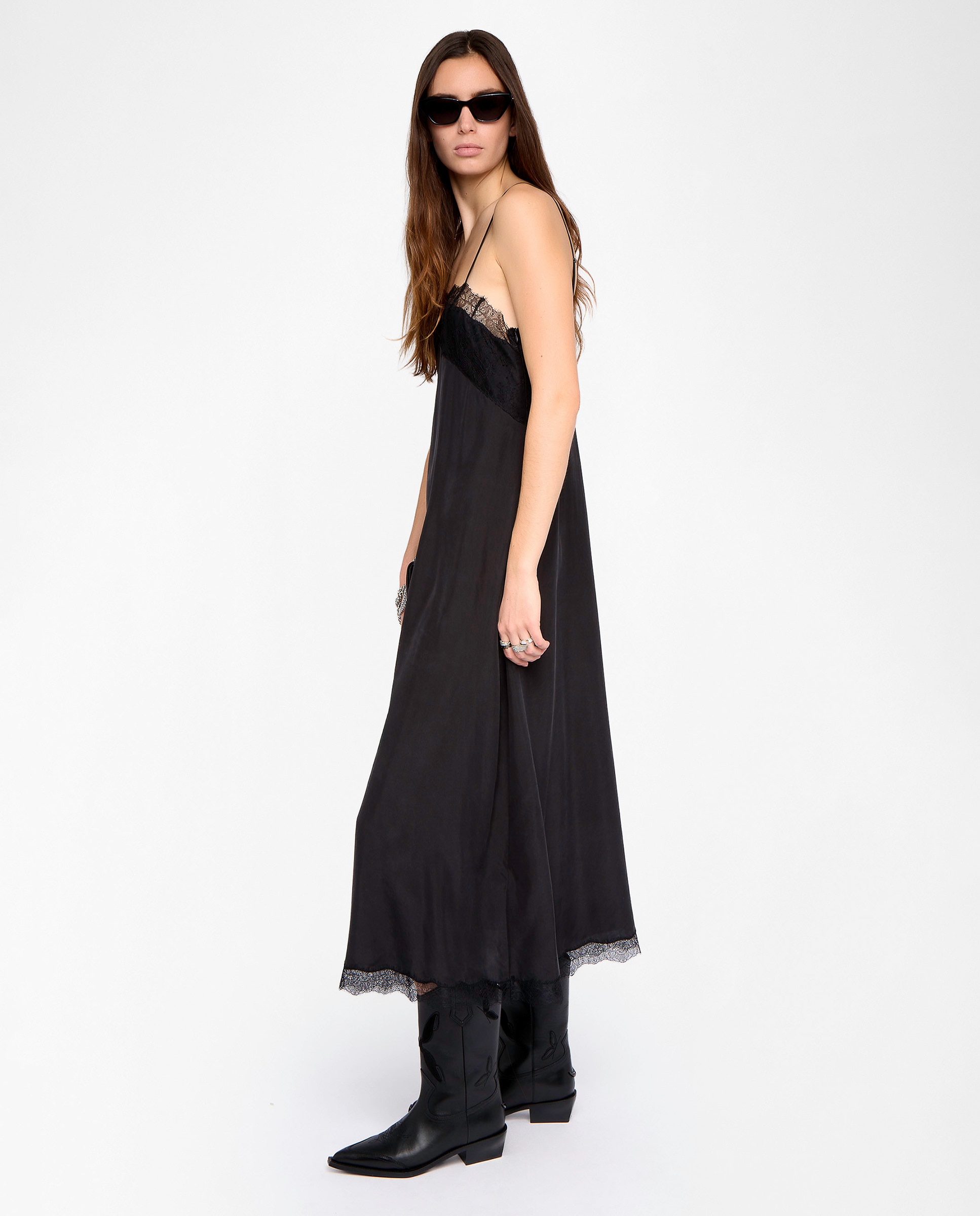 Vestido midi 100% seda lencero - Zadig & Voltaire - Negro Negro-4