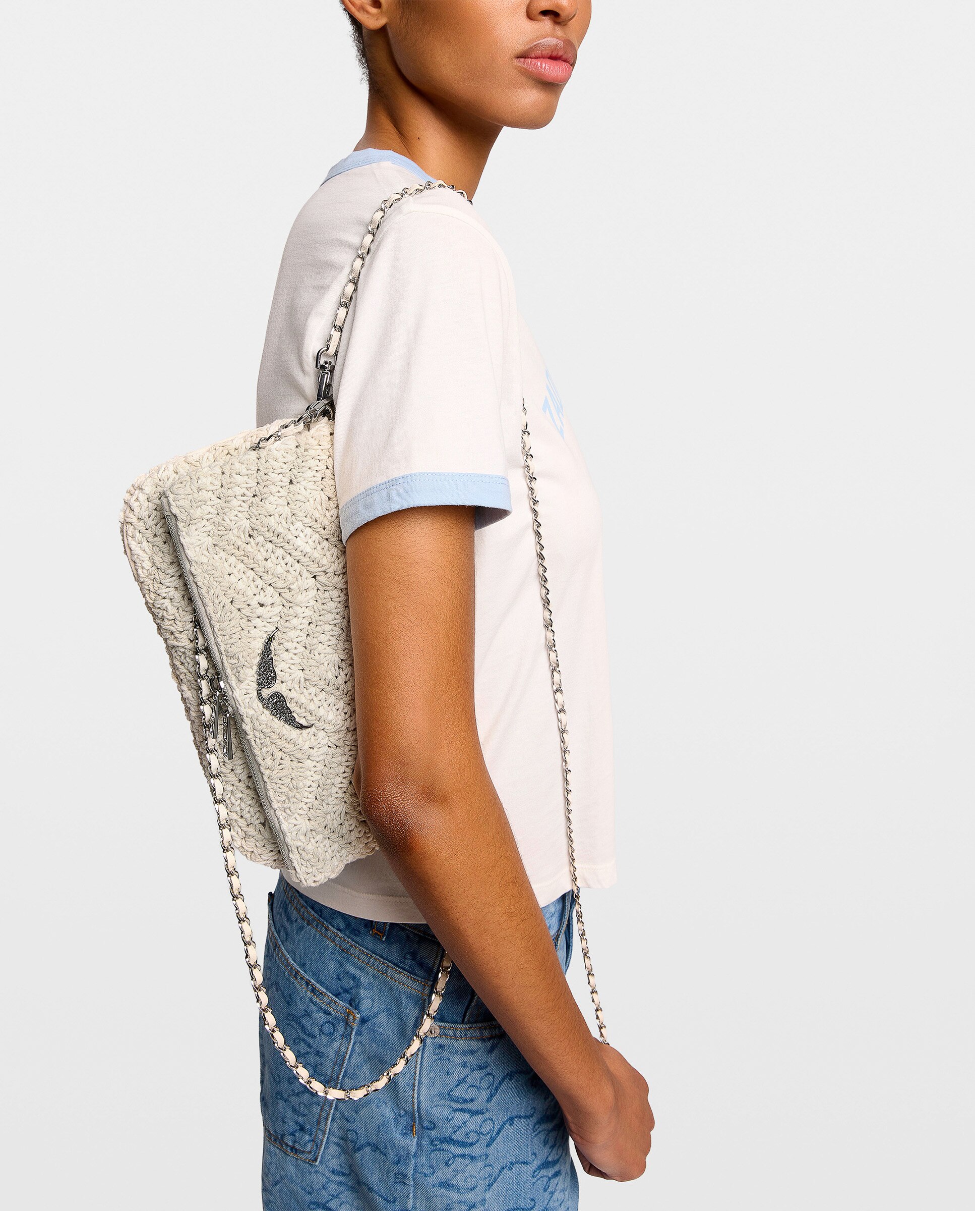 Bolso de mano rock de macramé con strass - Zadig & Voltaire - Blanco Blanco-2