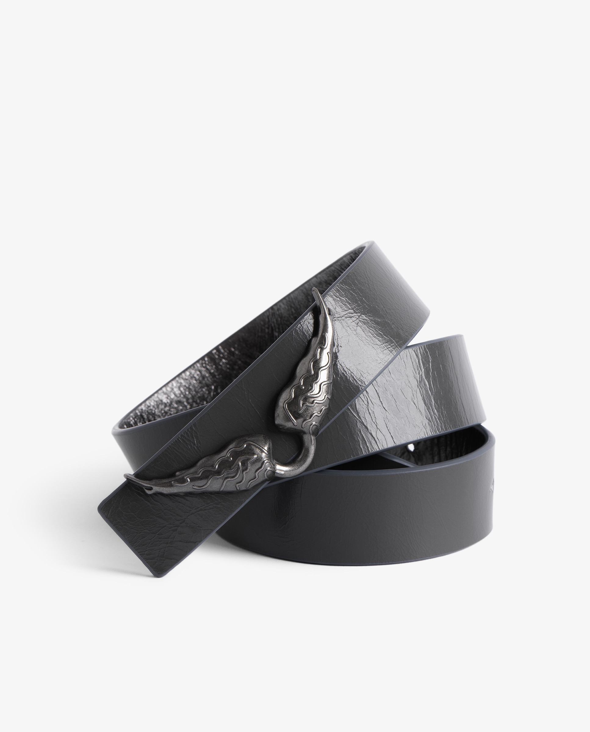 Imagen 4 de Cinturón de mujer reversible vintage de cuero de 30mm - Zadig & Voltaire - Gris Gris