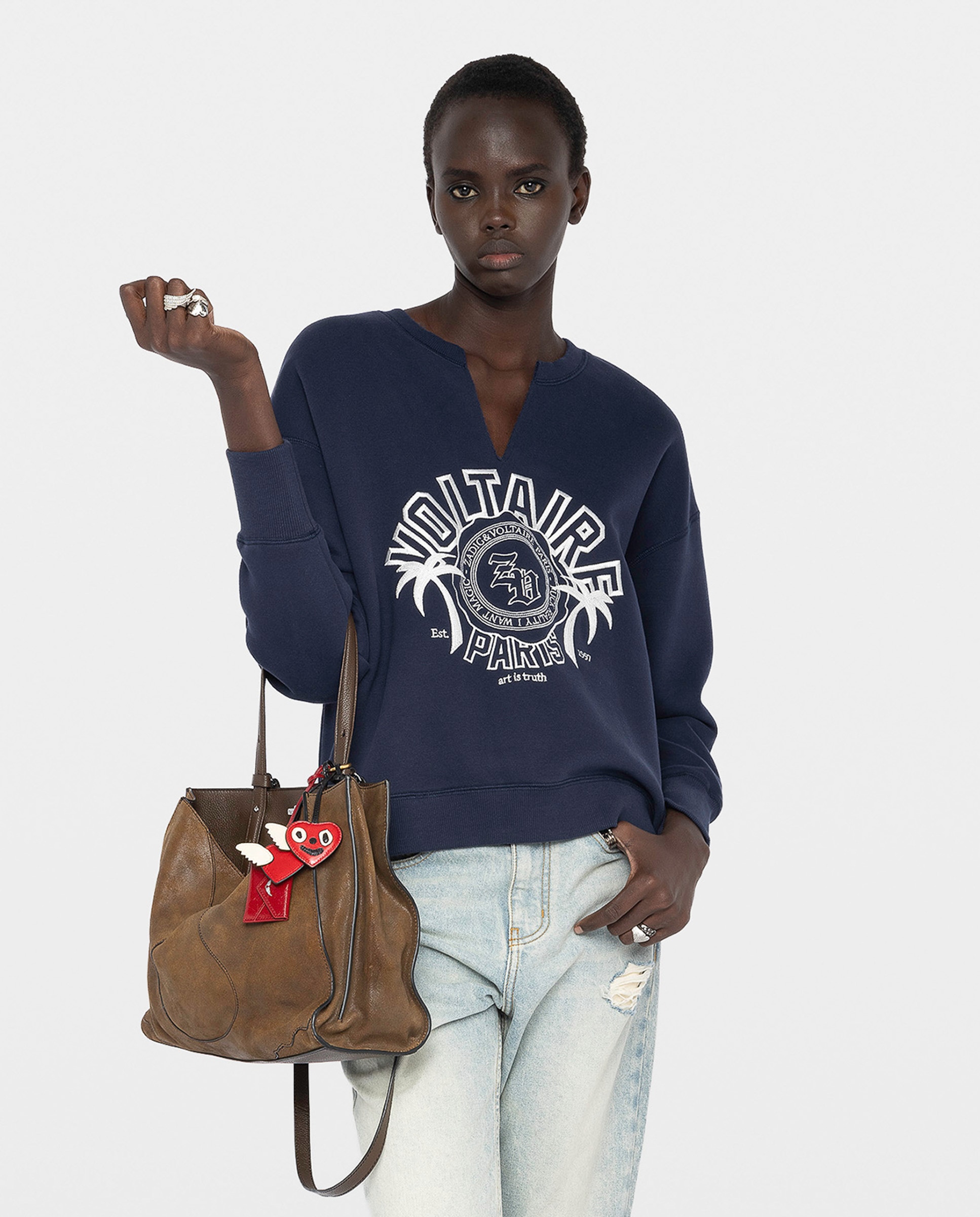 Zadig & Voltaire - Sudadera de mujer de manga larga con algodón y logo.