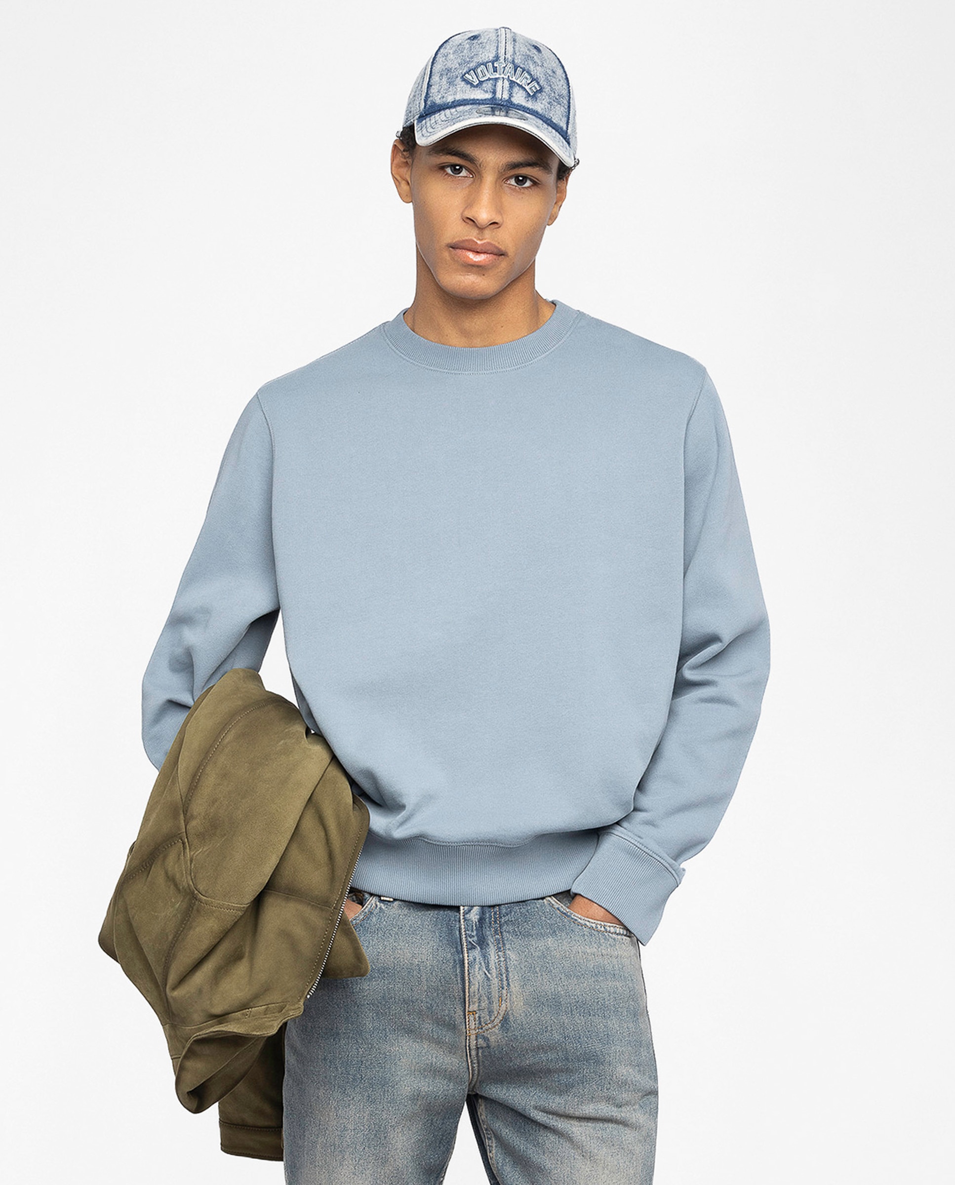 Zadig & Voltaire - Sudadera sin capucha de hombre de algodón con blasón en la espalda.