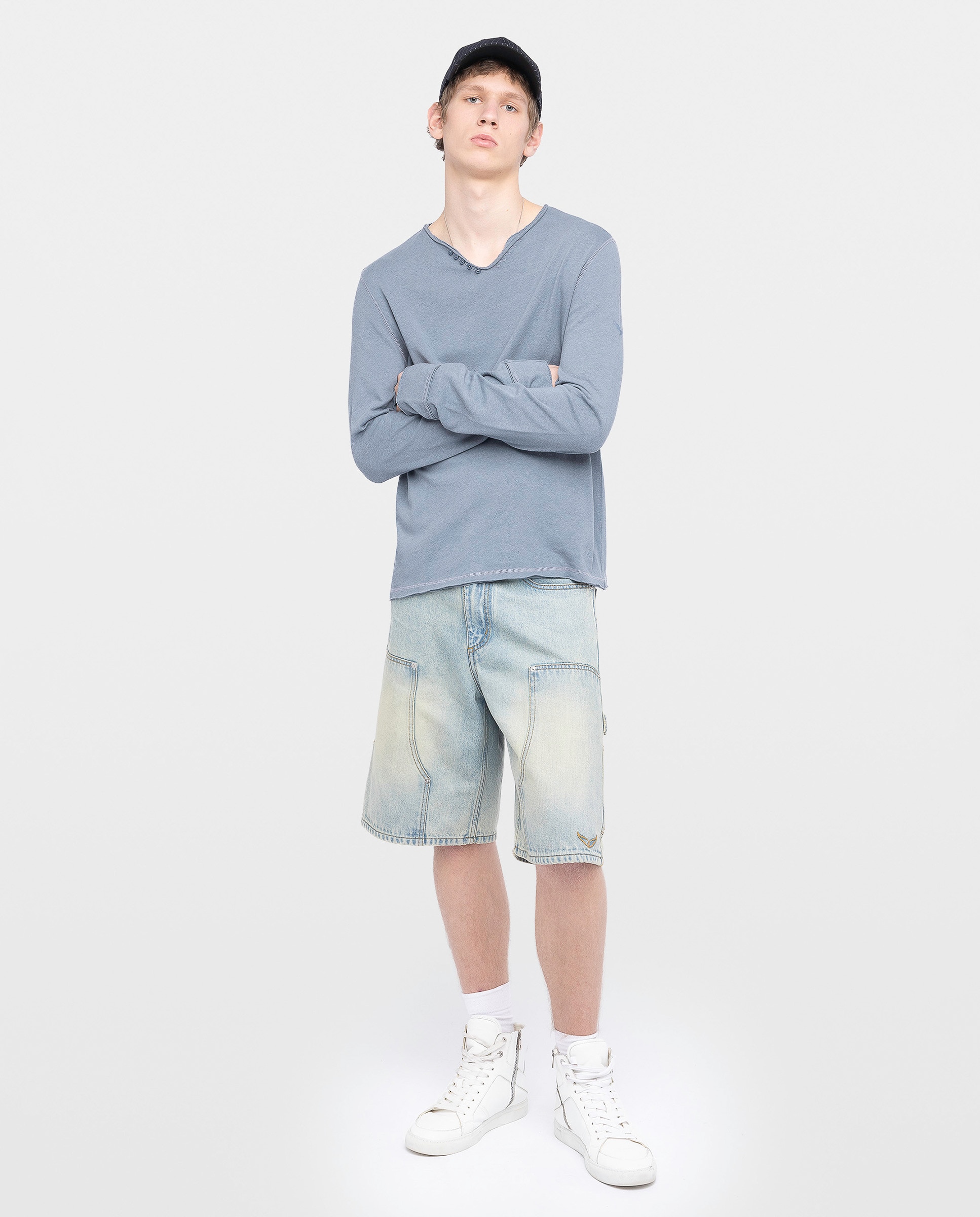 Zadig & Voltaire - Camiseta tunecina con lino y manga larga para hombre.