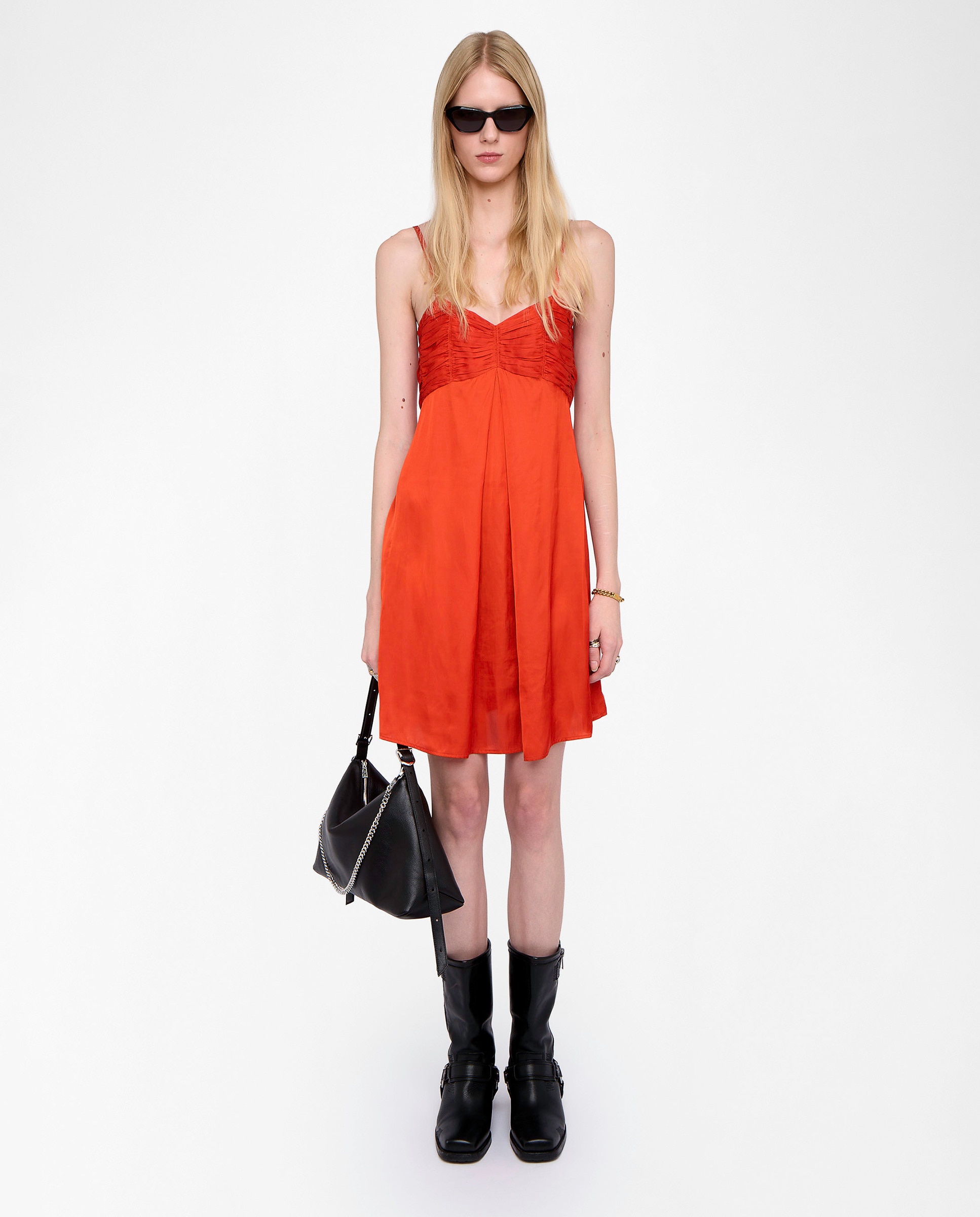 Zadig & Voltaire - Vestido corto de satén con tirantes ajustables.