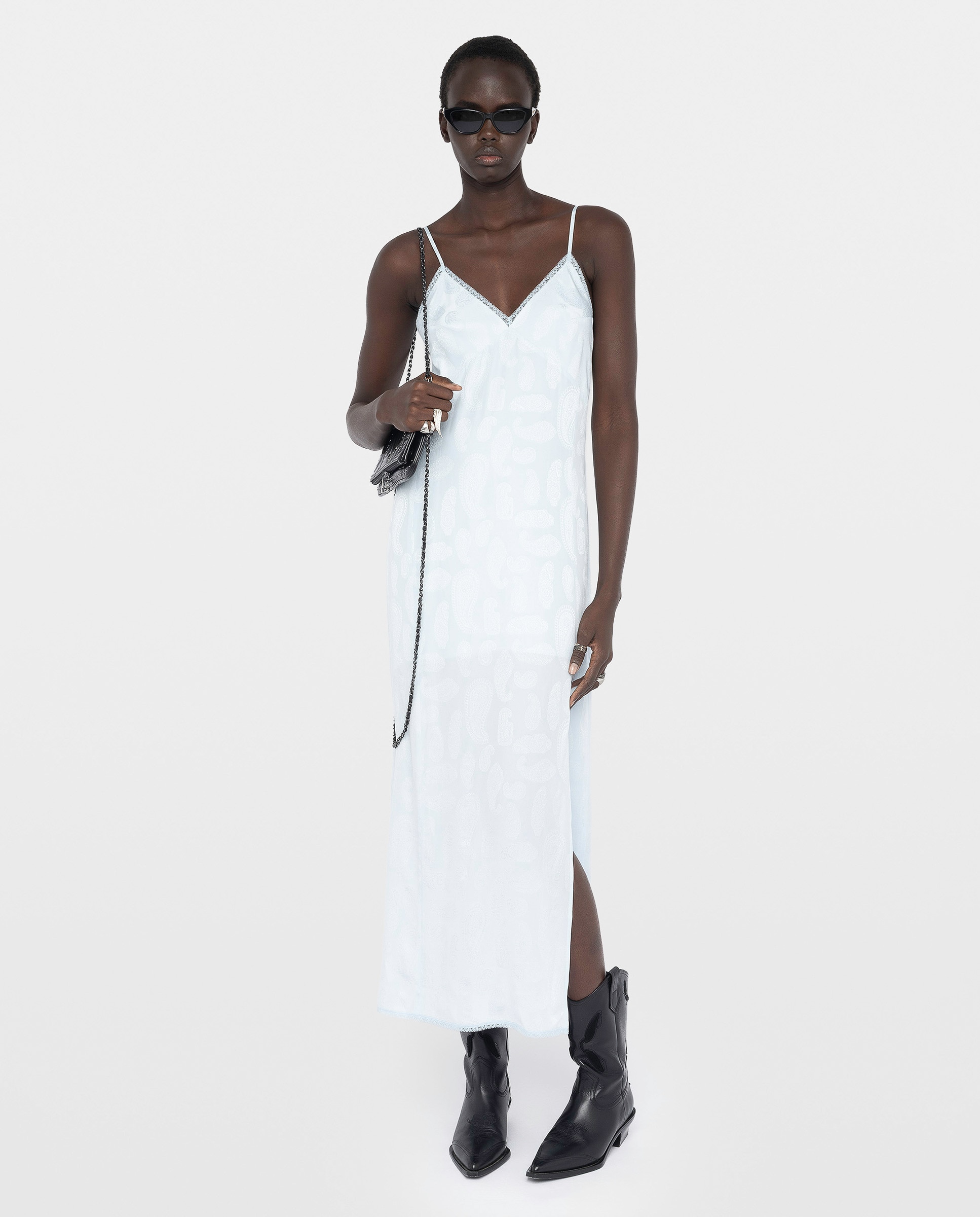 Zadig & Voltaire - Vestido largo lencero 100% seda jacquard sin mangas.