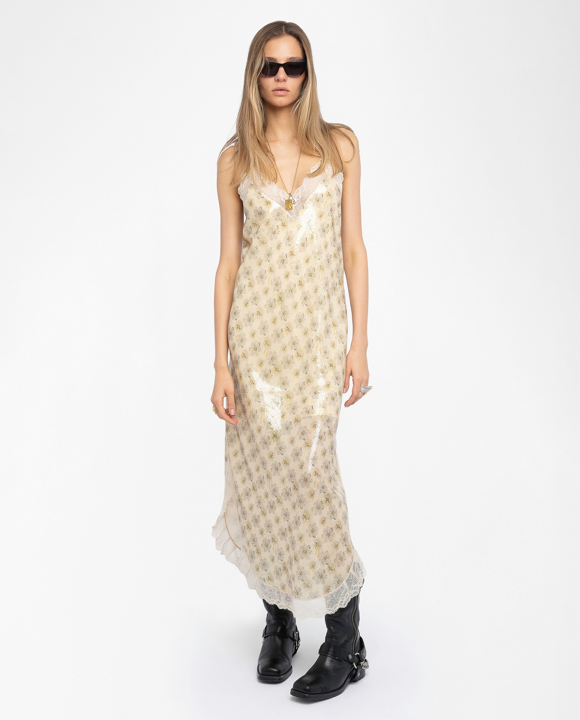 Zadig & Voltaire - Vestido largo con tirantes ajustables de inspiración lencera.