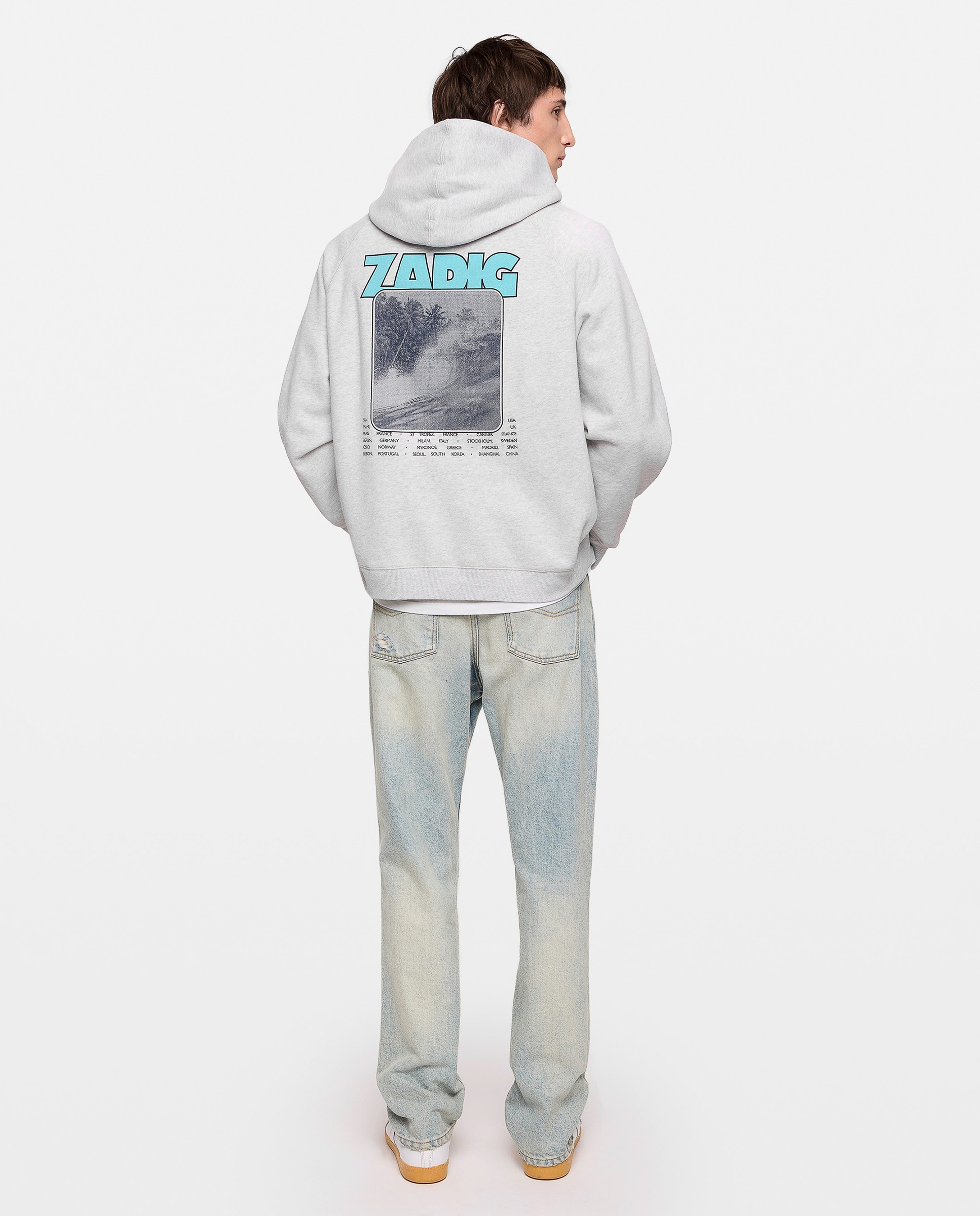 Sudadera con capucha para hombre de mangas largas, algodón y bolsillos - Zadig & Voltaire - Gris claro Gris claro-2