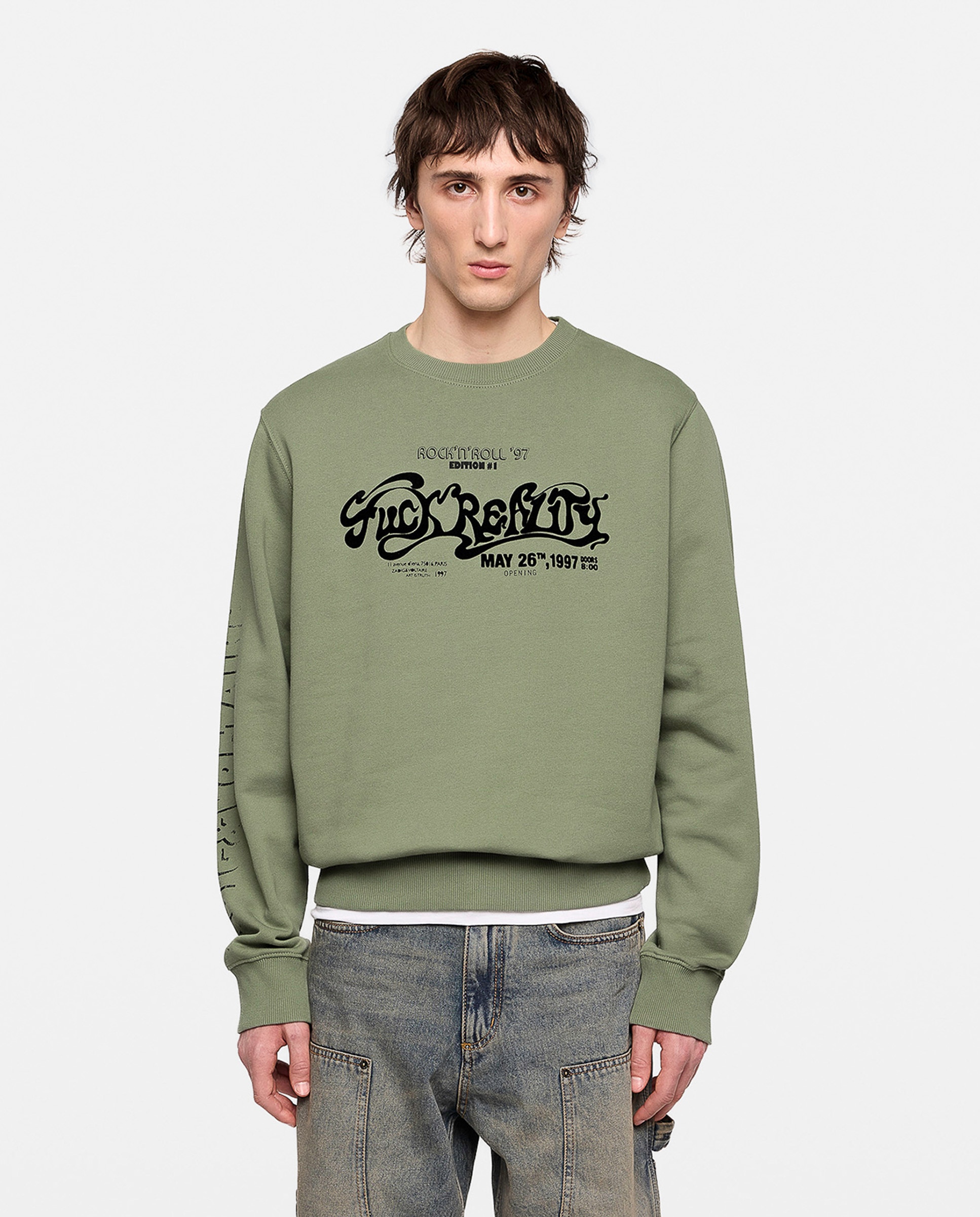 Imagen 0 de Sudadera de hombre cuello redondo de algodón Kaki
