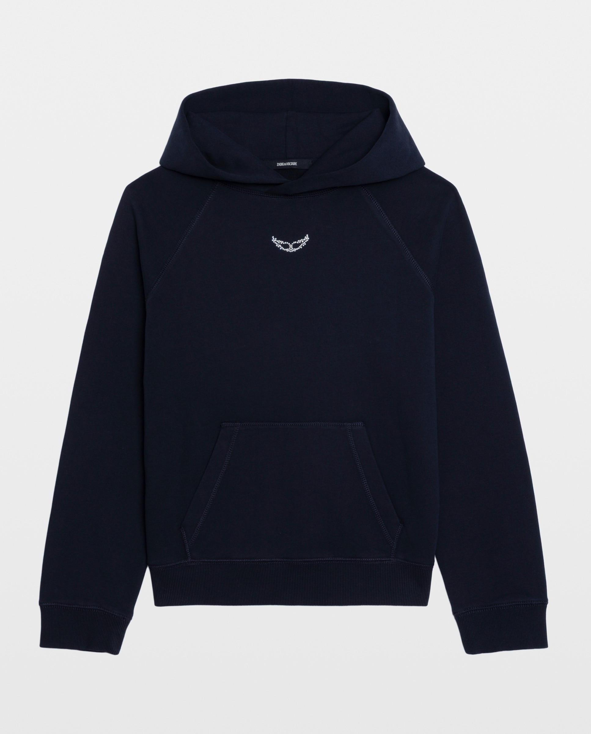 Sudadera con cremallera de mujer con capucha, de mangas largas, en algodón y con strass en la espalda - Zadig & Voltaire - Azul marino Azul marino-7