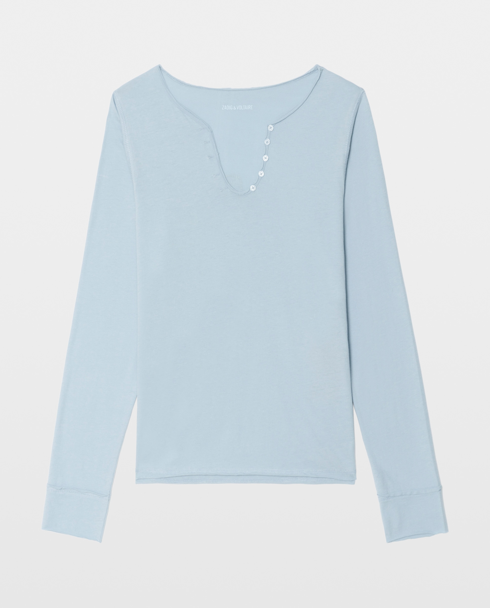 Camiseta tunecina de mujer de manga larga de algodón con strass - Zadig & Voltaire - Azul Azul-6
