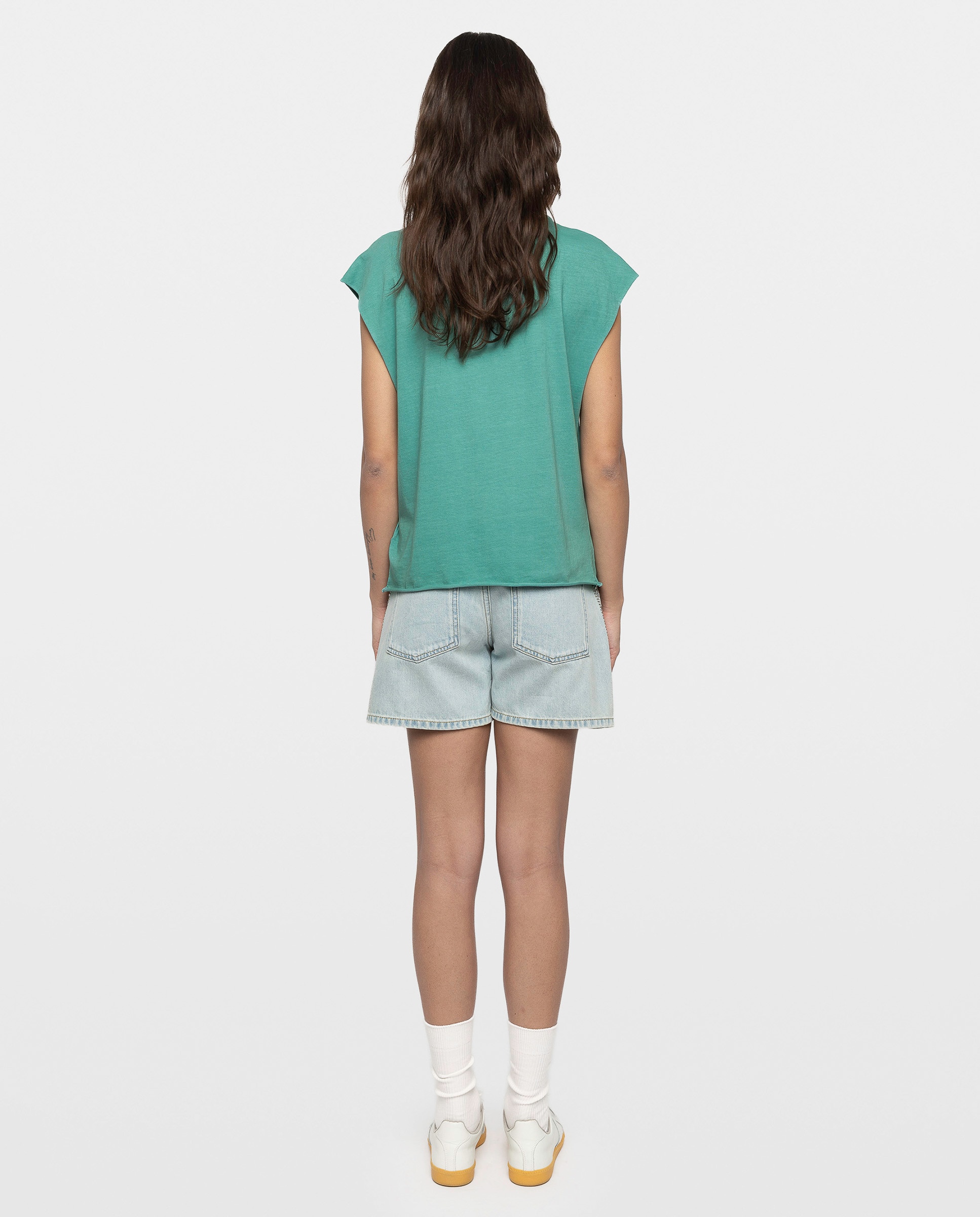 Camiseta de mujer sin mangas con strass en algodón - Zadig & Voltaire - Azul Turquesa Azul Turquesa-2
