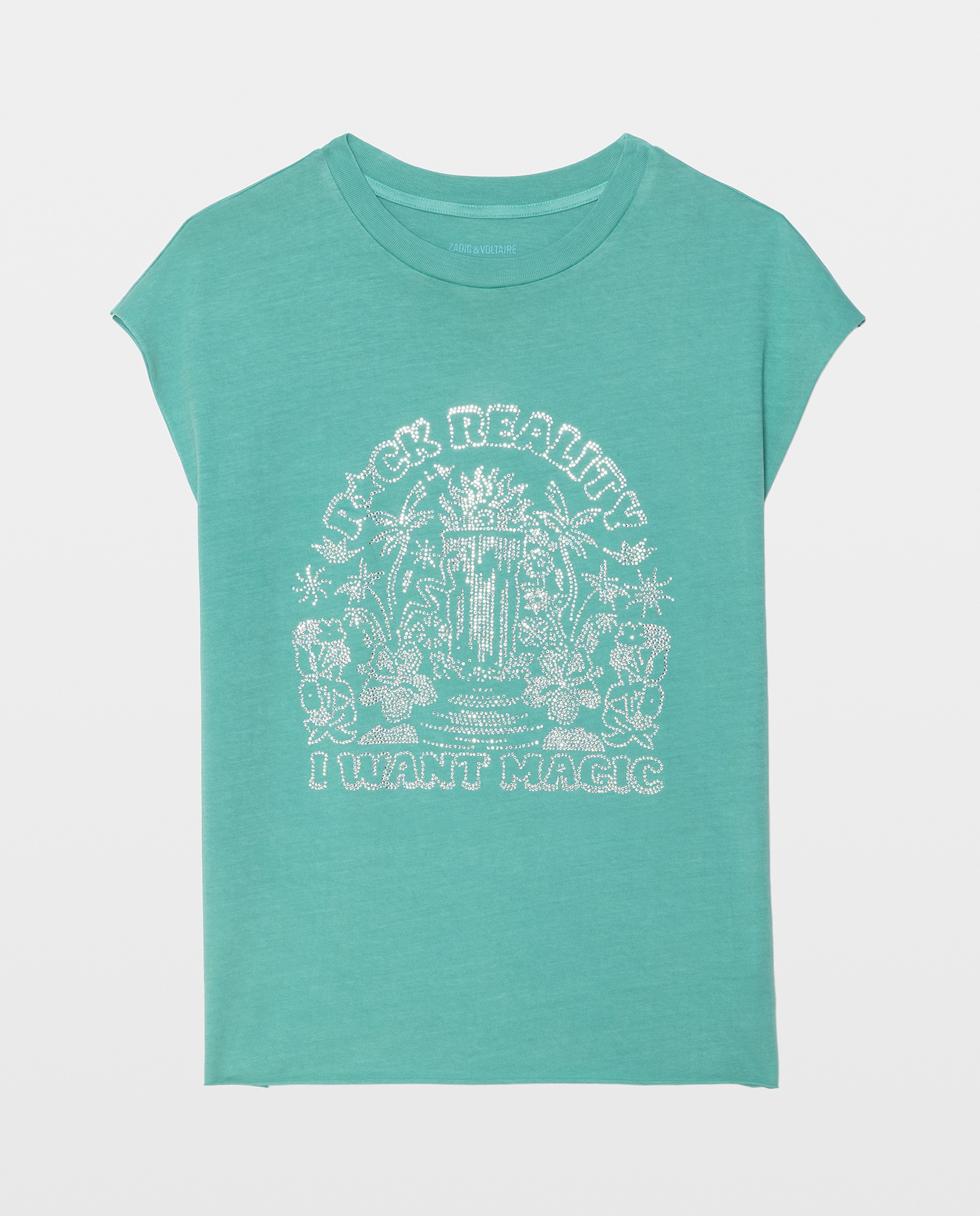 Camiseta de mujer sin mangas con strass en algodón - Zadig & Voltaire - Azul Turquesa Azul Turquesa-5