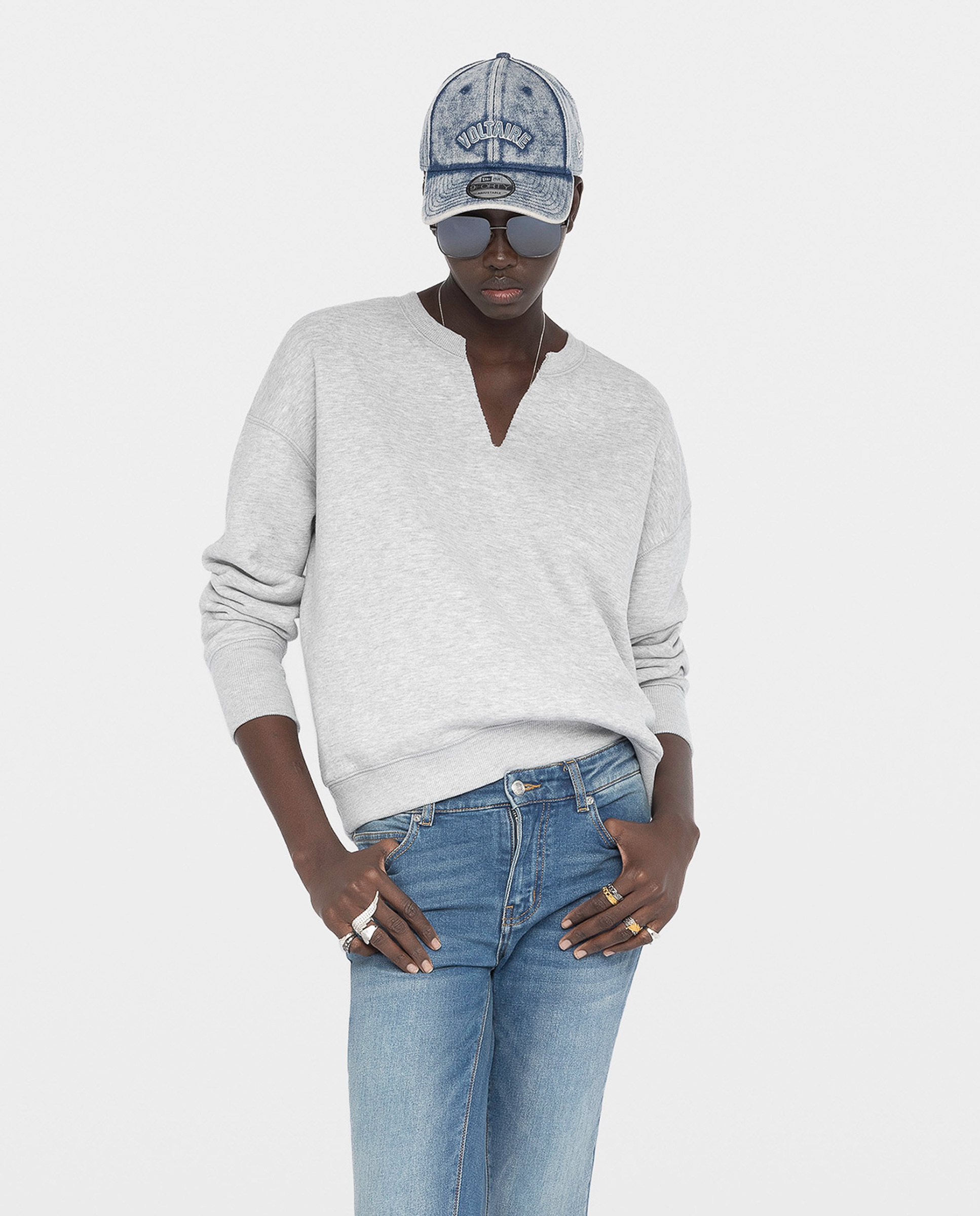 Zadig & Voltaire - Sudadera de mujer de algodón con cuello redondo y estampado en la espalda.