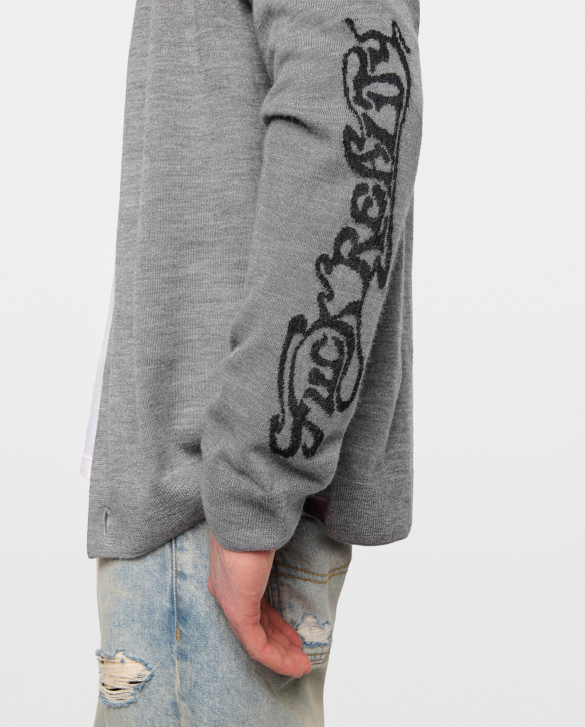 Cárdigan para hombre de pura lana con cuello de pico abotonado - Zadig & Voltaire - Gris Gris-5